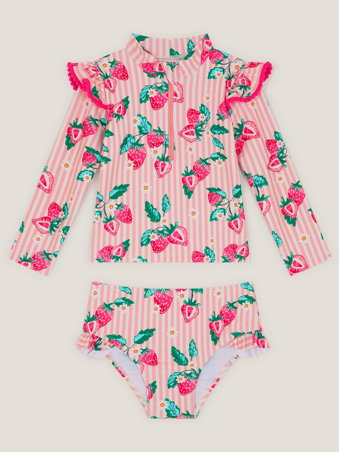 Monsoon Baby Girls Strawberry UPF 2 Piece Swim Set - Pink