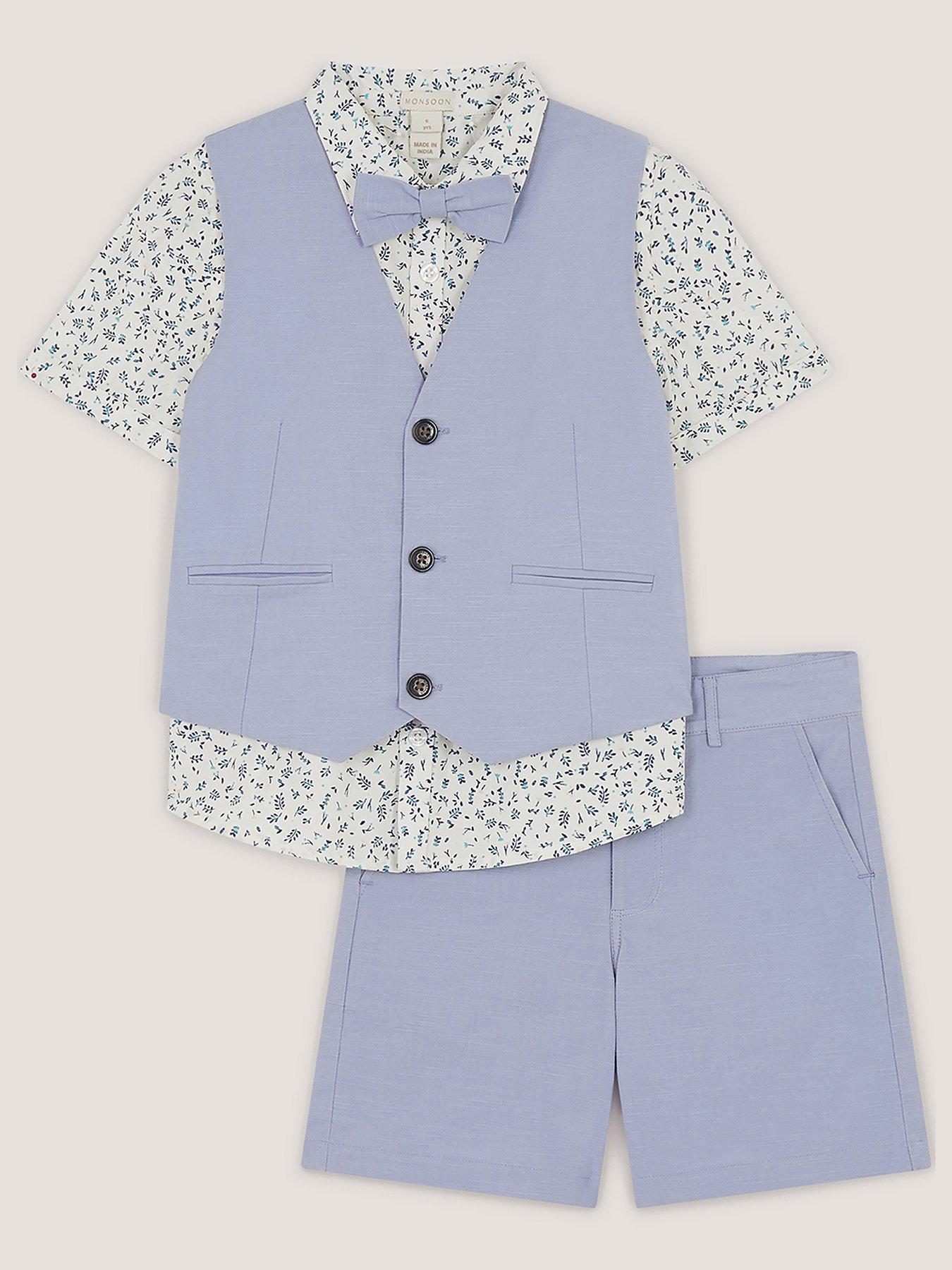 Image 1 of 3 of Monsoon Boys Oscar 4 Piece Printed Shirt Set - Blue