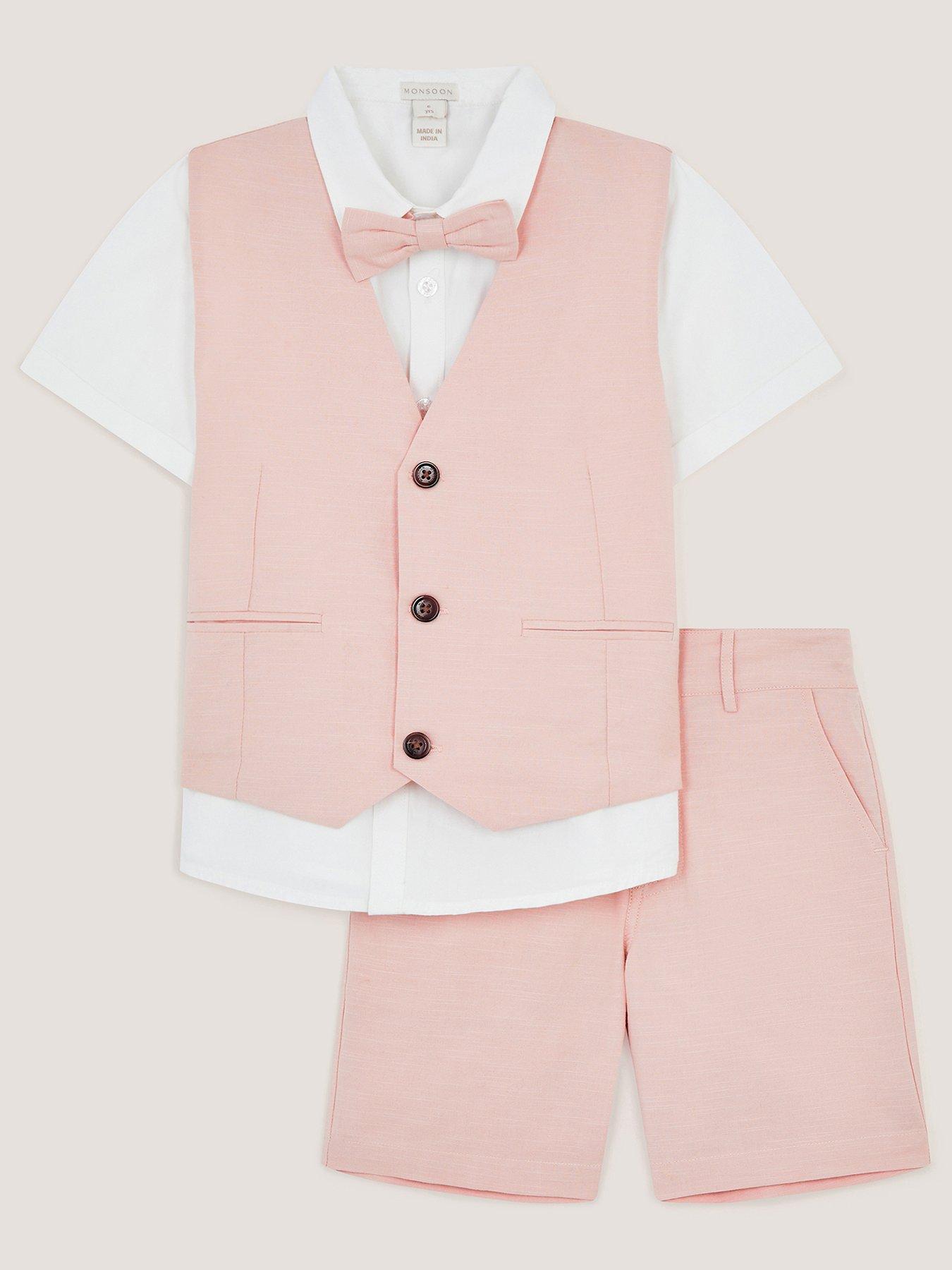 Image 2 of 5 of Monsoon Boys Leo 4 Piece Smart Short Set - Pink