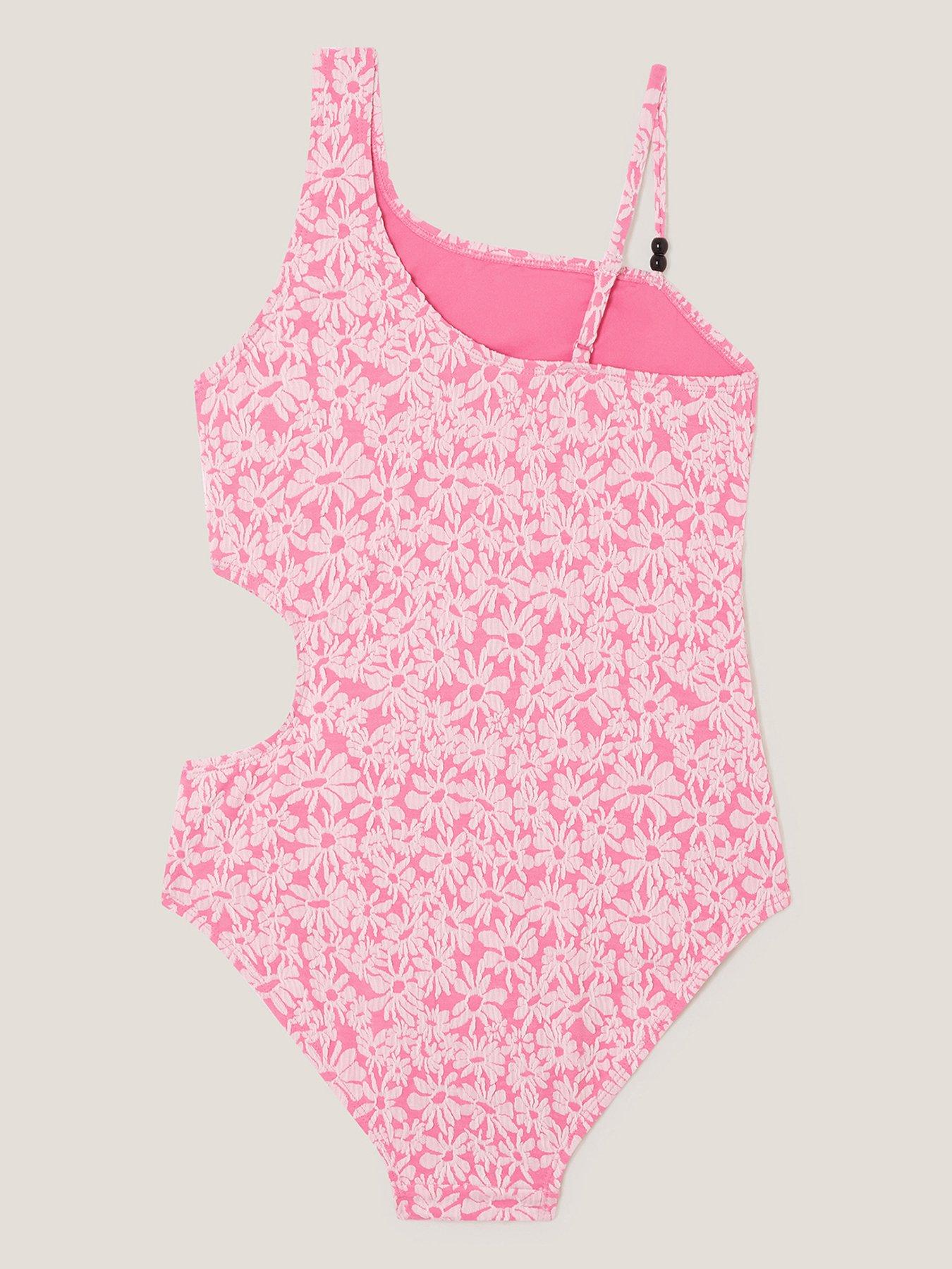 Image 2 of 3 of Monsoon Girls Storm Jaquard Swimsuit - Pink