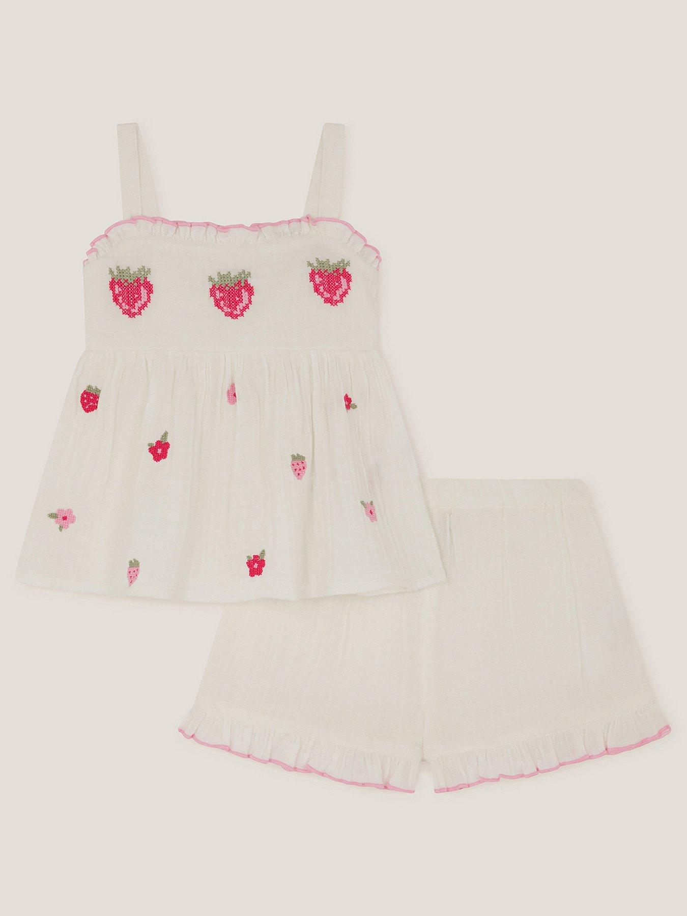 Monsoon Baby Girls Strawberry Short Set - White