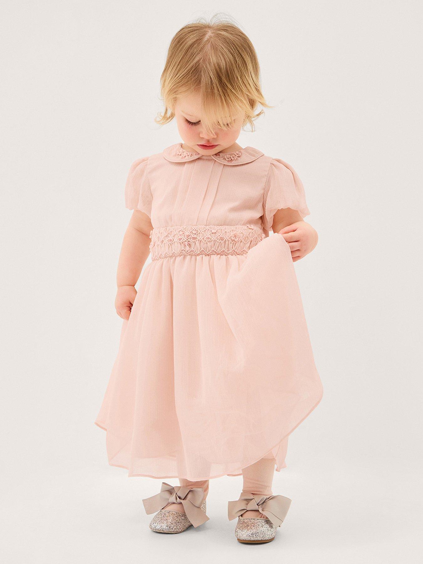 Monsoon Baby Girls Romee Peter Pan Collar Dress - Light Pink