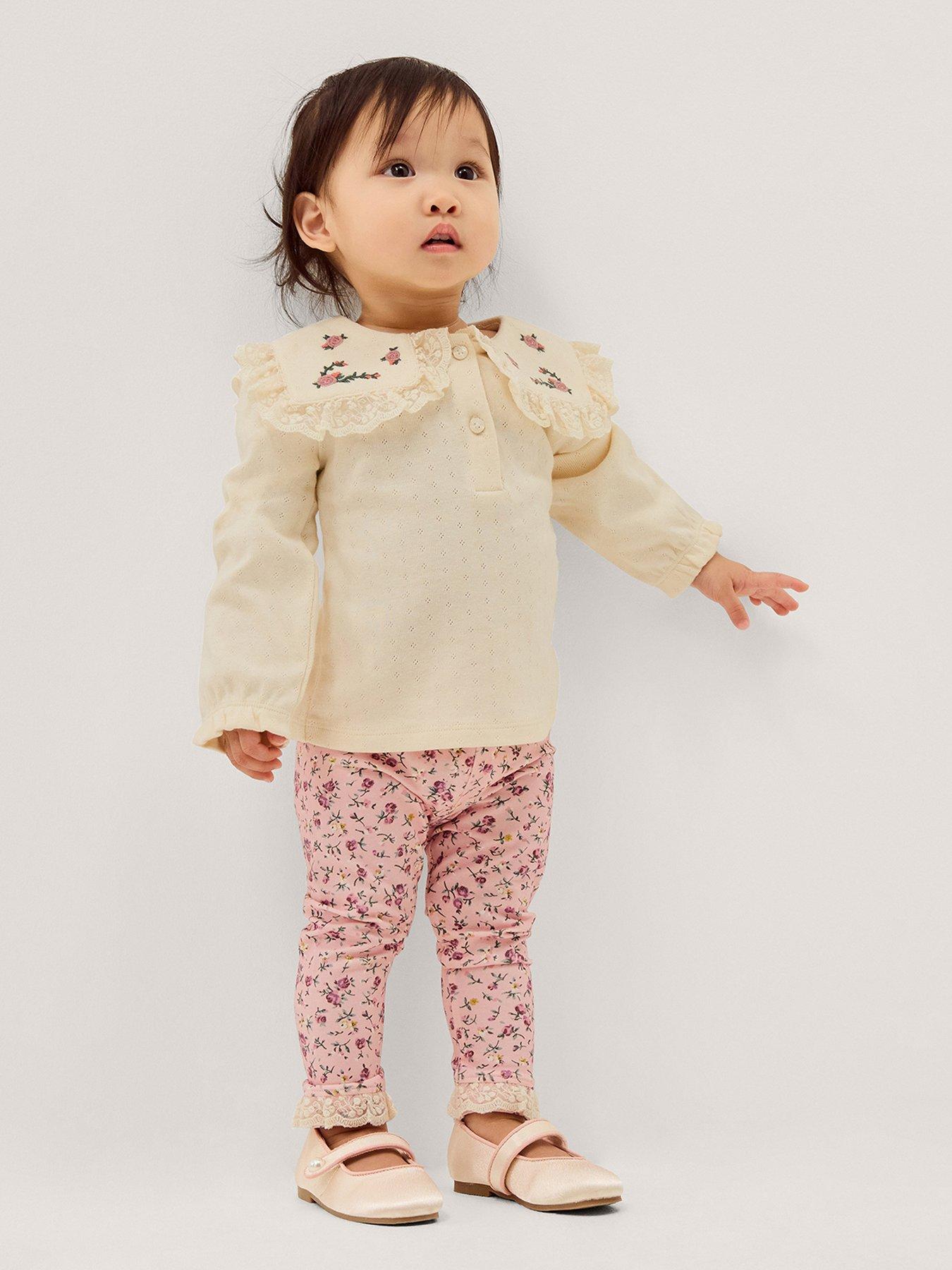 Monsoon Baby Girls Rosie Ditsy Top  &  Leggings Set - Pink