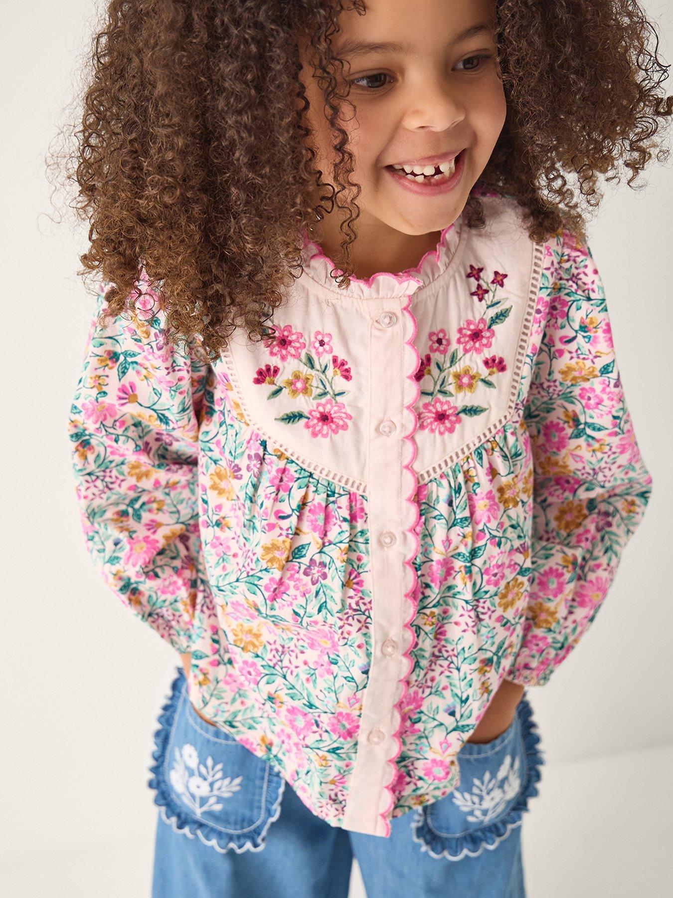 Monsoon Girls Boutique Floral Pop Blouse - Cream