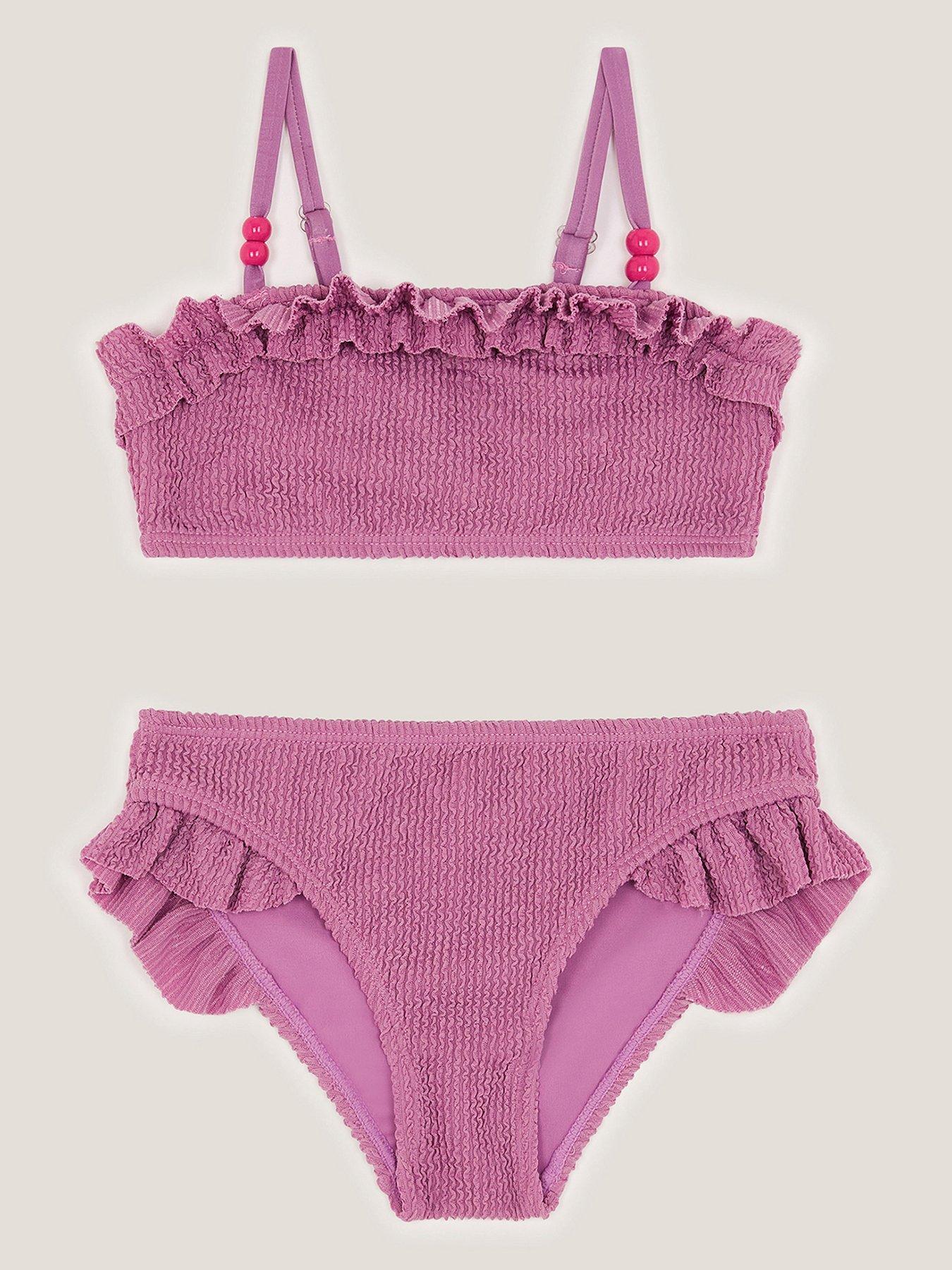 Monsoon Girls Plain Texture Bikini, Light Purple, Size Age: 12-13 Years