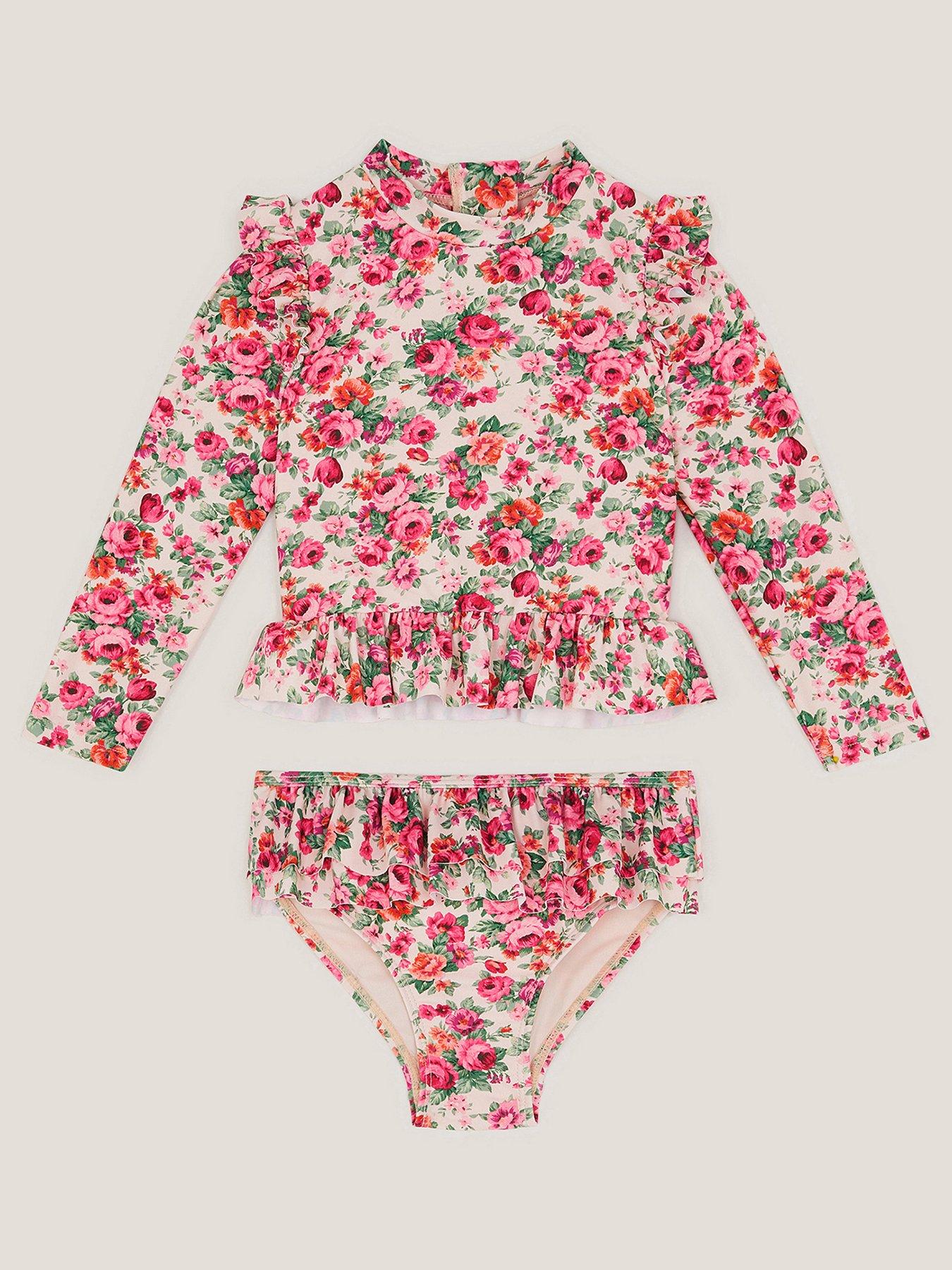 Monsoon Baby Girls Vintage Posey Upf 2 Piece Swim Set - Pink