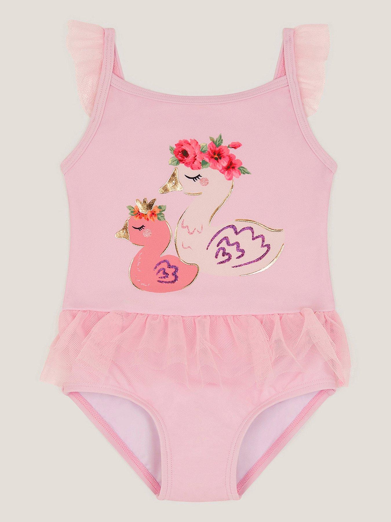 Monsoon Baby Girls Ducky Tulle Swimsuit - Pink