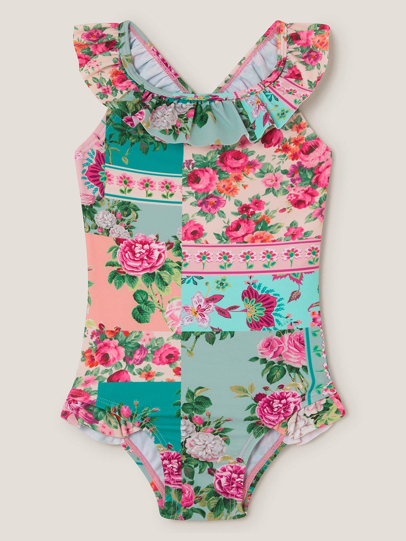 Monsoon Baby Girls Patchwork Swimsuit - Green