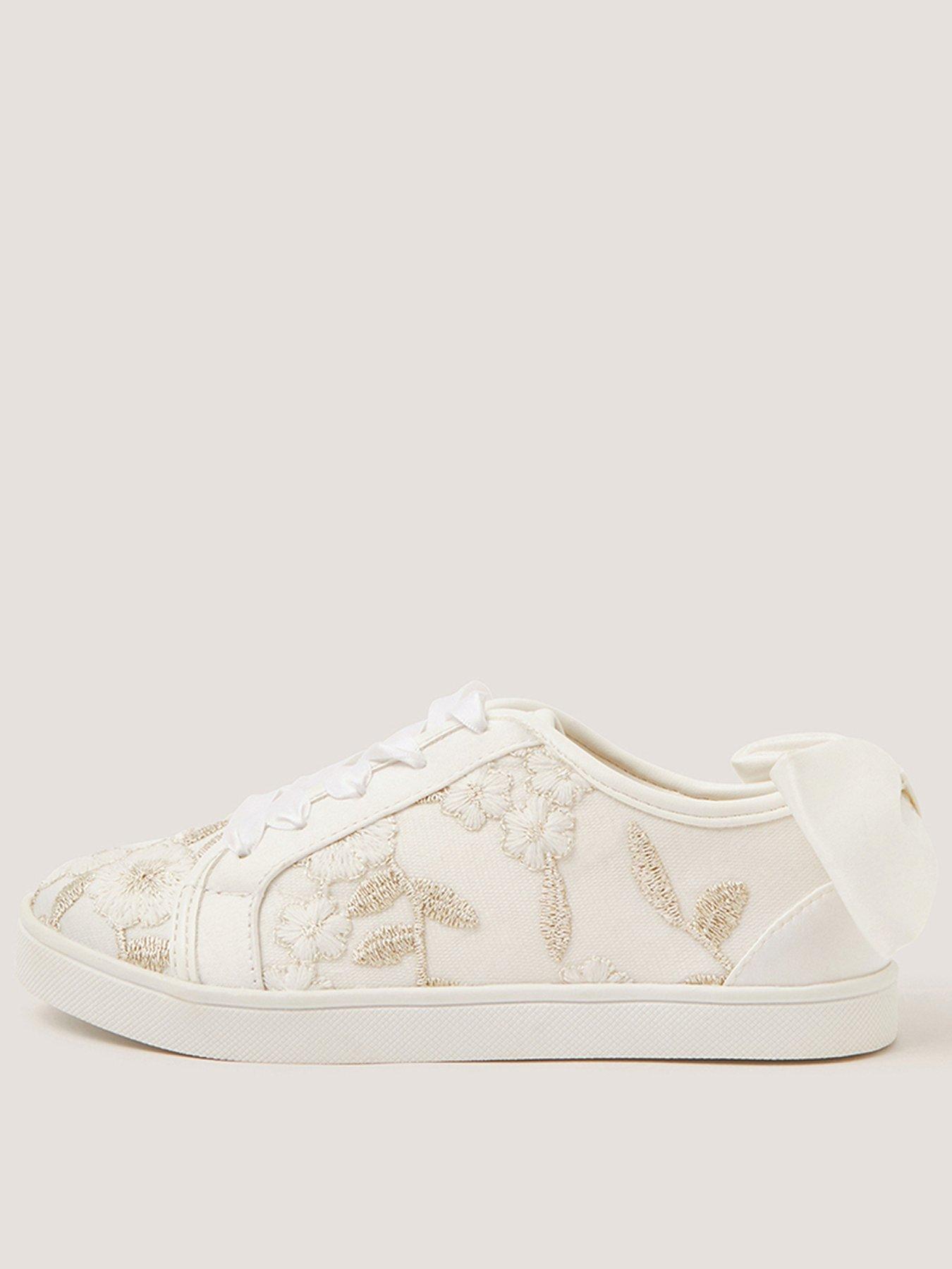 Monsoon Girls Embroidered Trainers - Cream