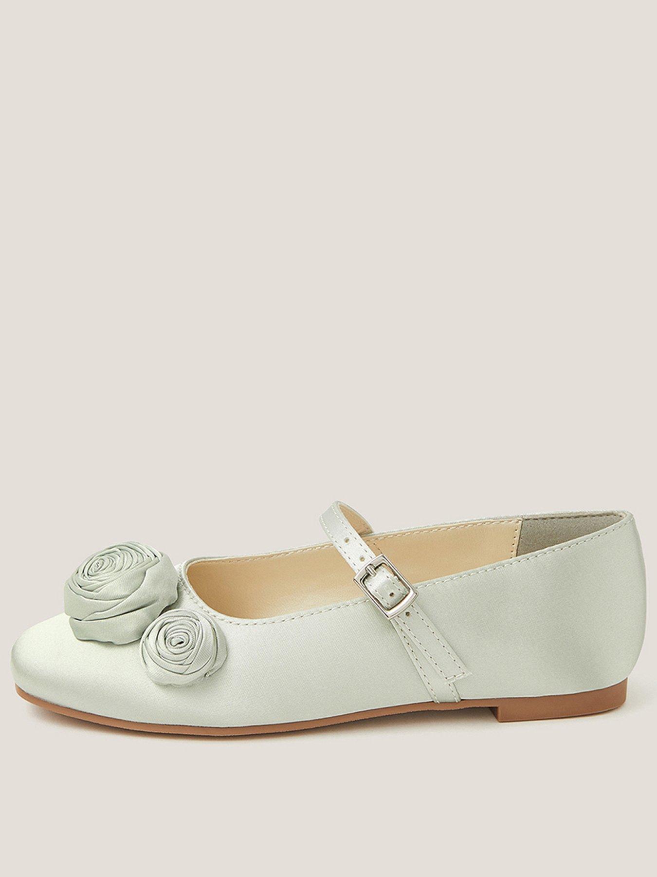 Monsoon Girls Rosette Ballerina Shoes - Light Green