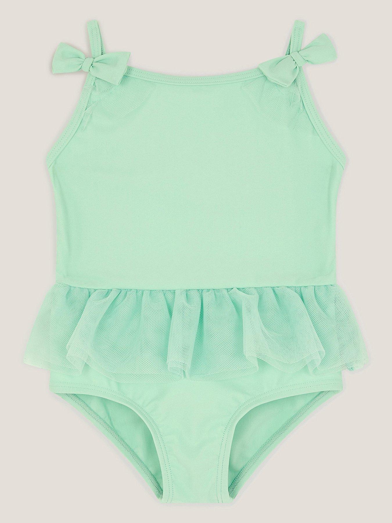 Monsoon Baby Girls Mesh Skirt Swimsuit - Green