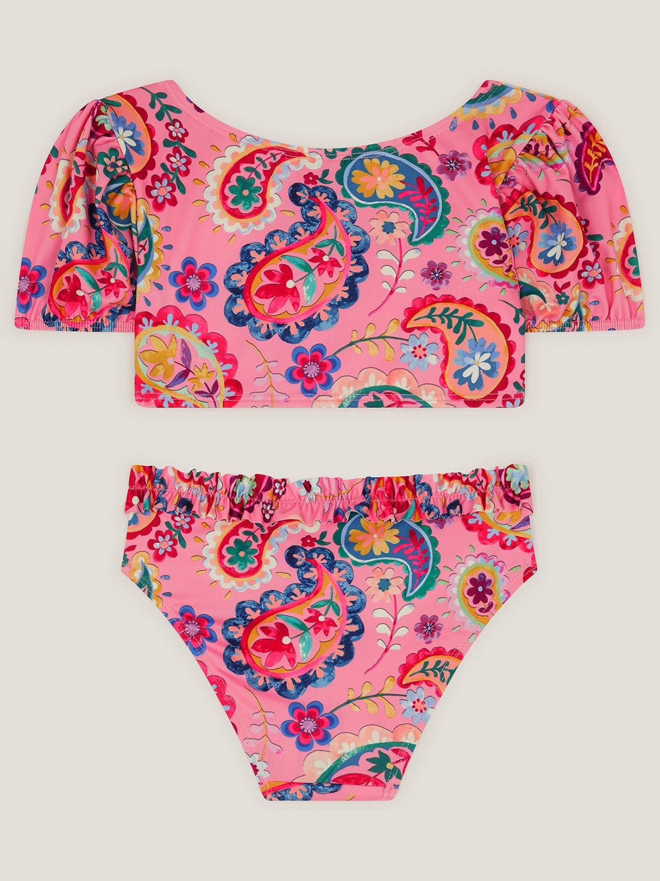 Image 2 of 3 of Monsoon Girls Paisley Puff Bikini - Pink