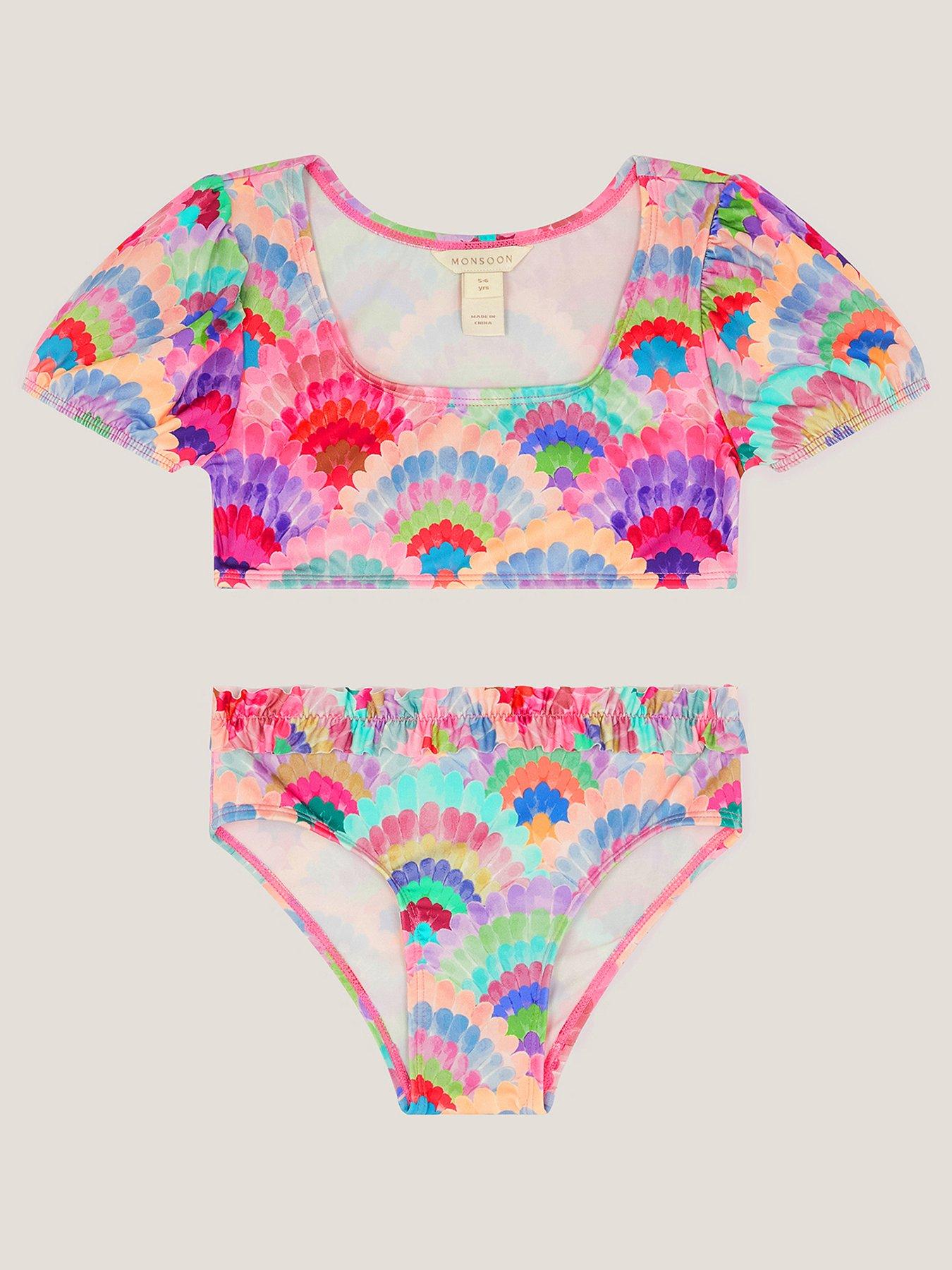Monsoon Girls Shells Puff Sleeve Bikini - Multi
