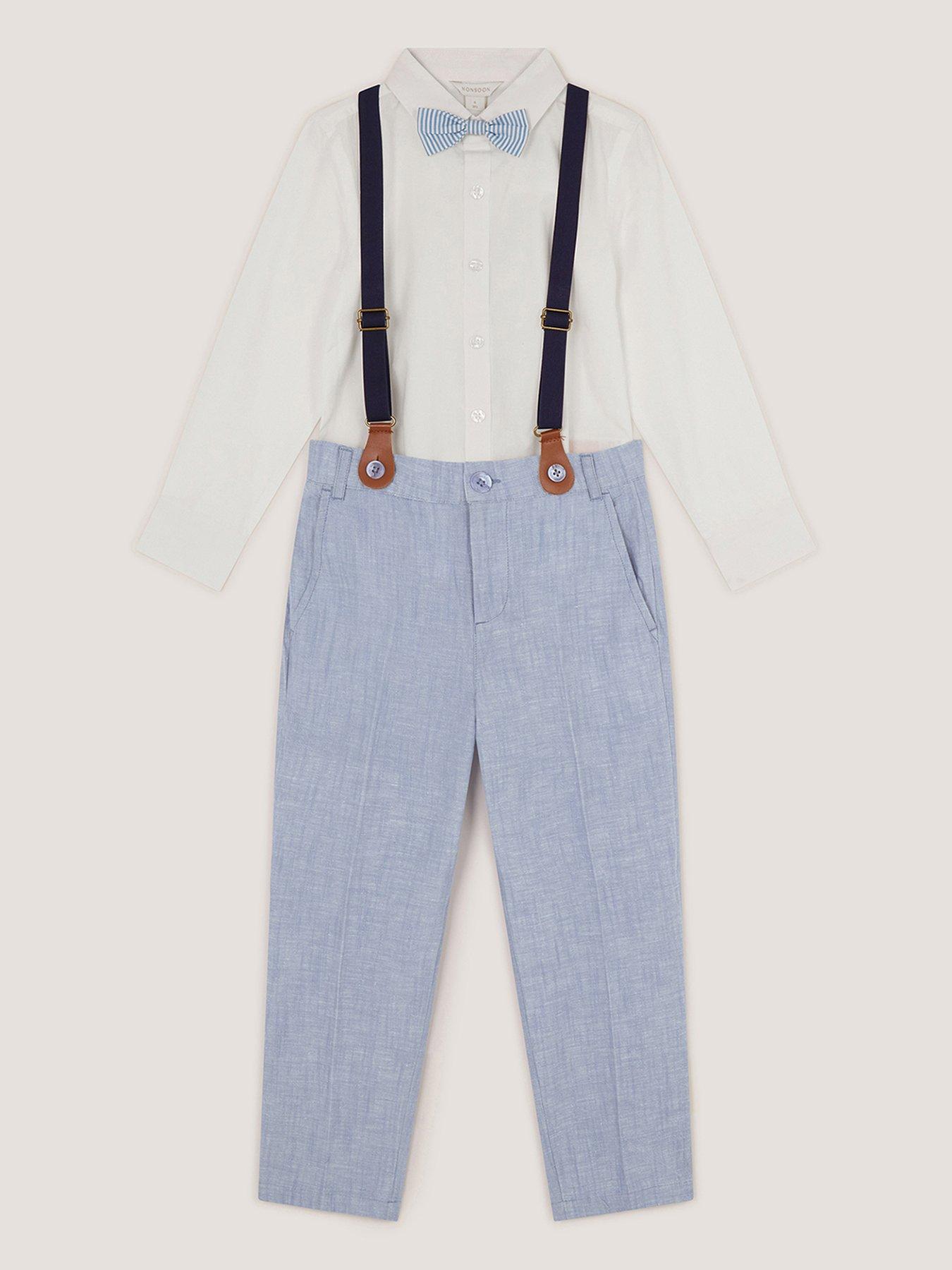 Monsoon Boys Aiden 3 Piece Suit Set with Braces - Blue