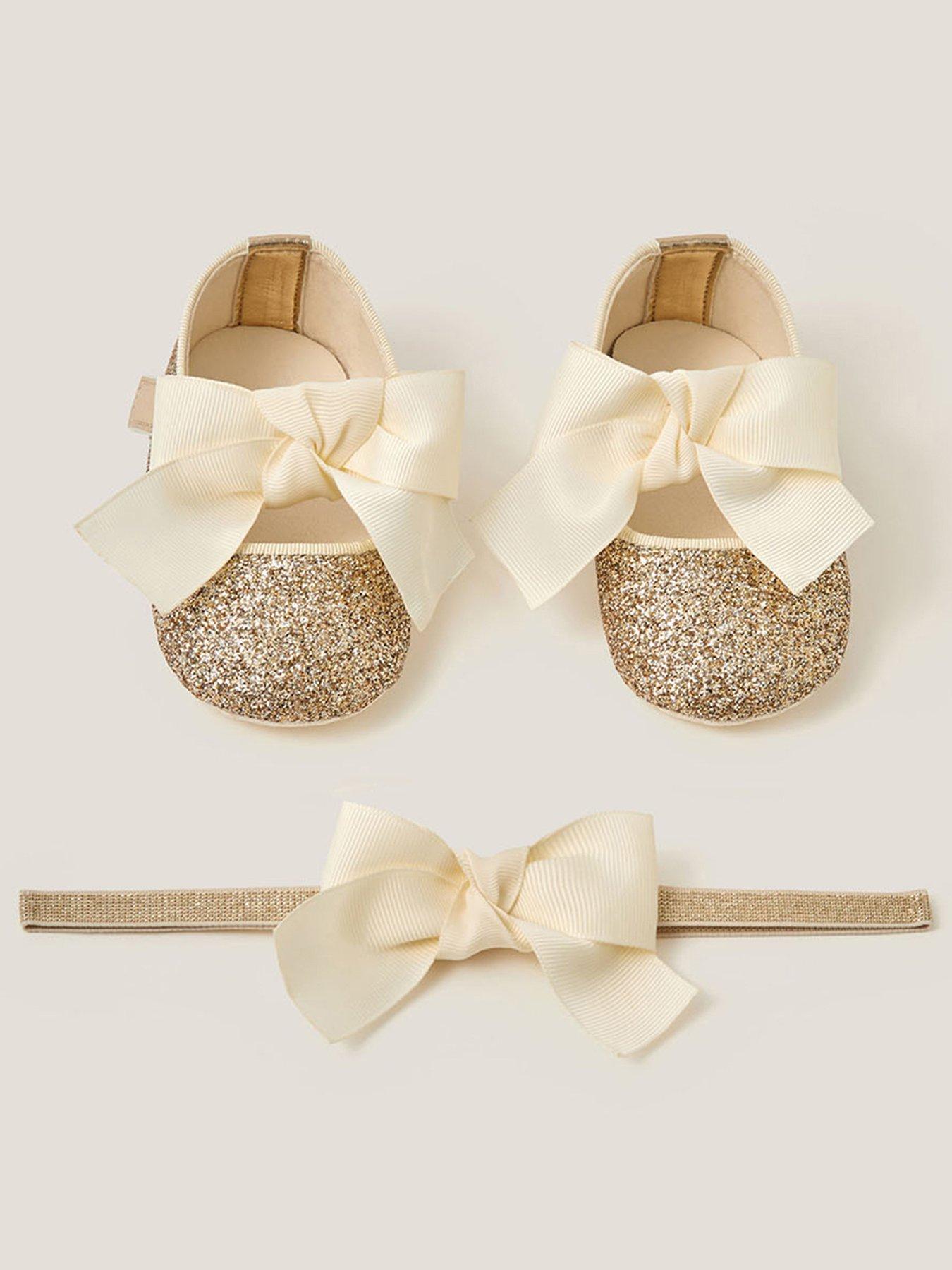 Monsoon Baby Girls Metallic Booties  &  Bando Set - Gold