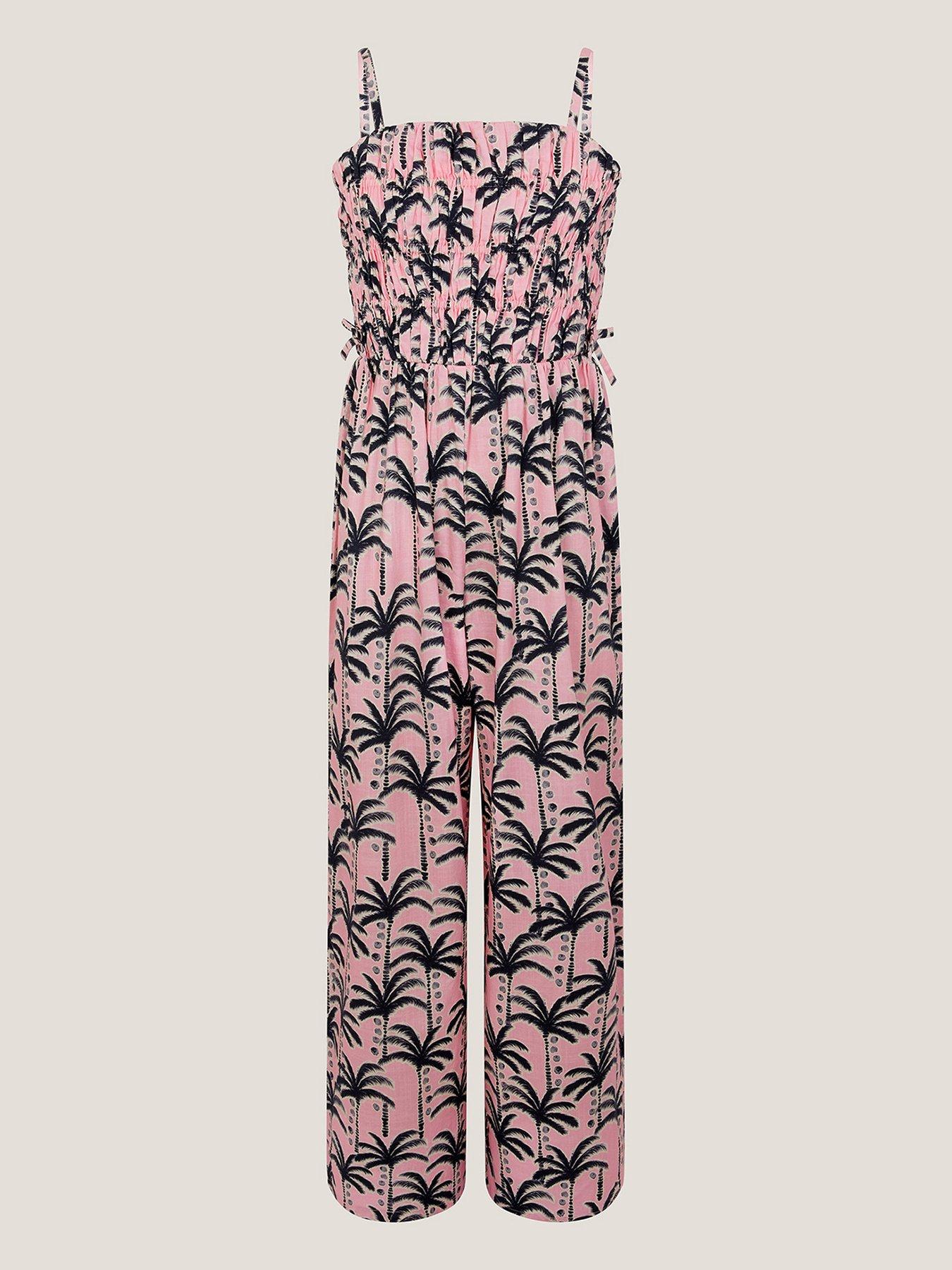 Monsoon Girls Storm Palm Jumpsuit - Pink