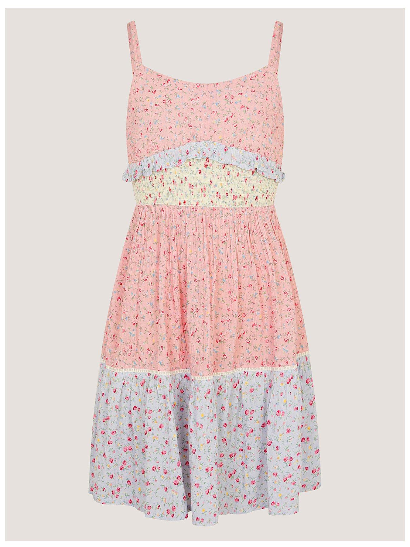Image 1 of 3 of Monsoon Girls Storm Ditsy Midi Dress - Pink