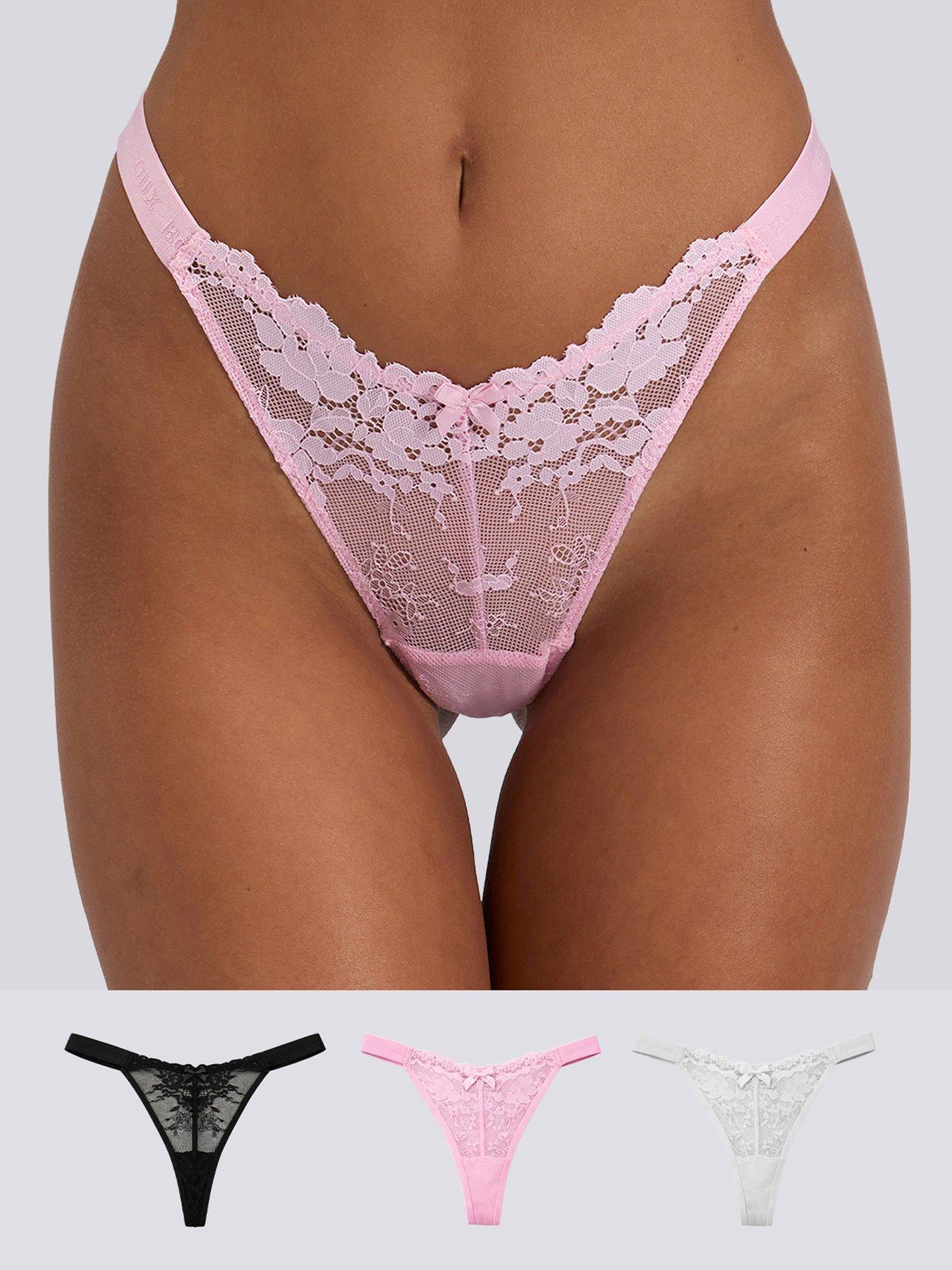Boux Avenue: Pack Of 3 Fran High Leg Thongs - Black/Pink/White