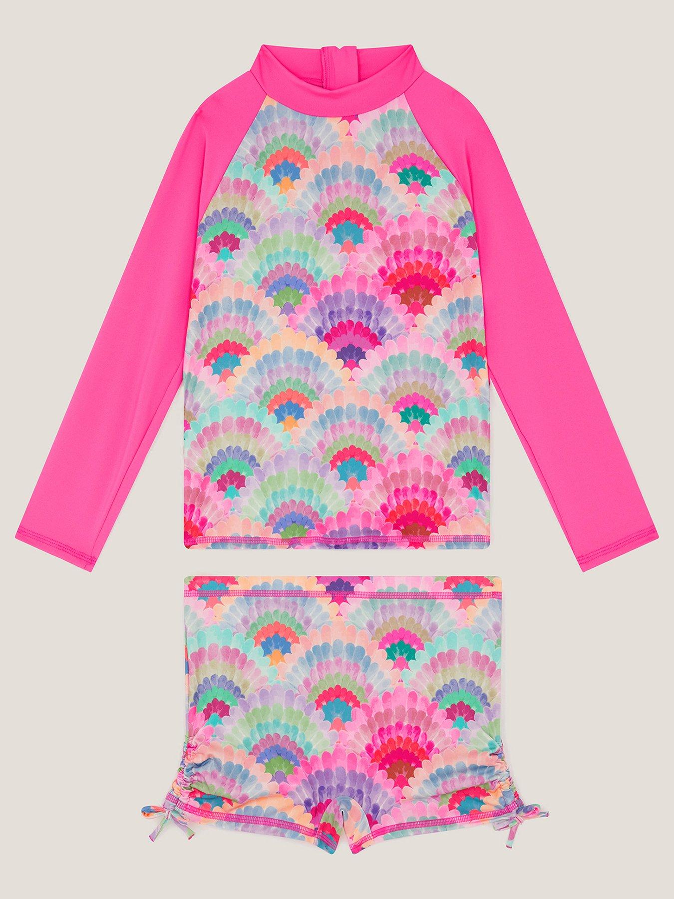 Monsoon Girls Rainbow Shells UPF Set - Pink