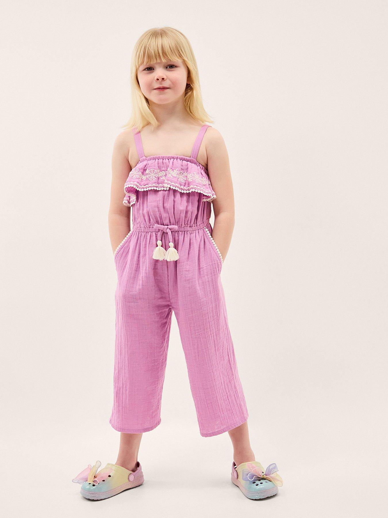 Monsoon Girls Embroidered Jumpsuit - Light Purple