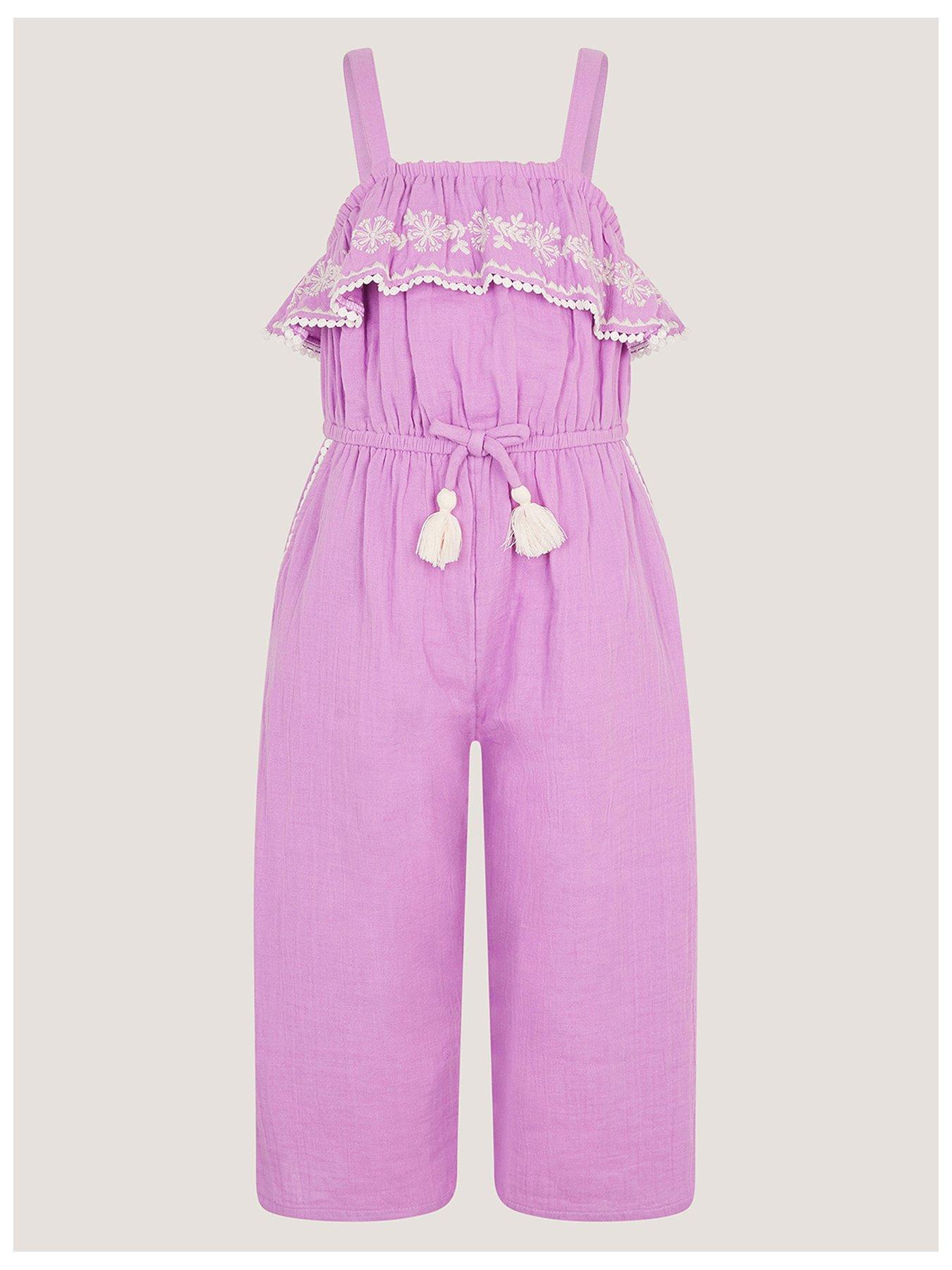 Monsoon Girls Embroidered Jumpsuit - Light Purple