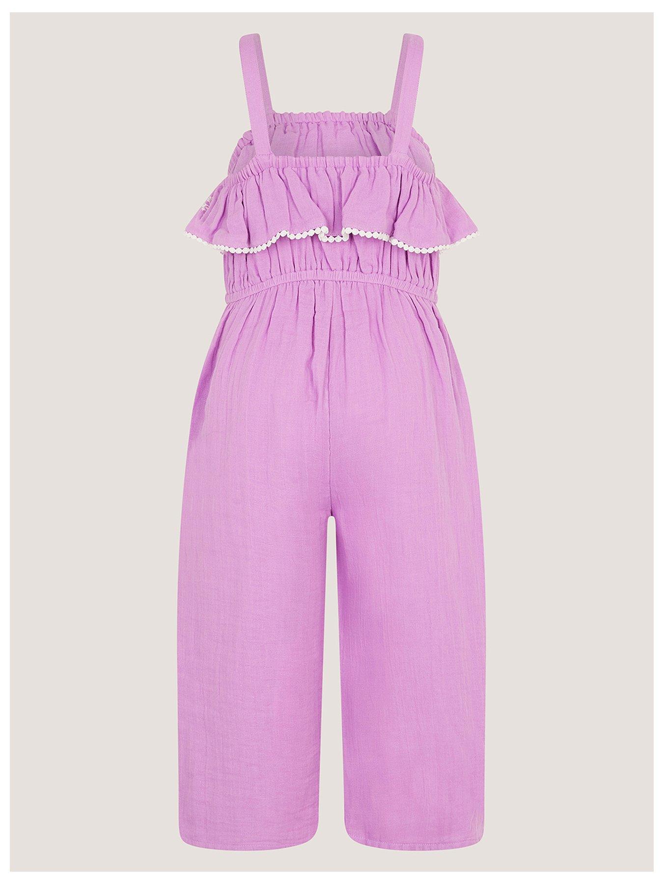 Image 3 of 4 of Monsoon Girls Embroidered Jumpsuit - Light Purple