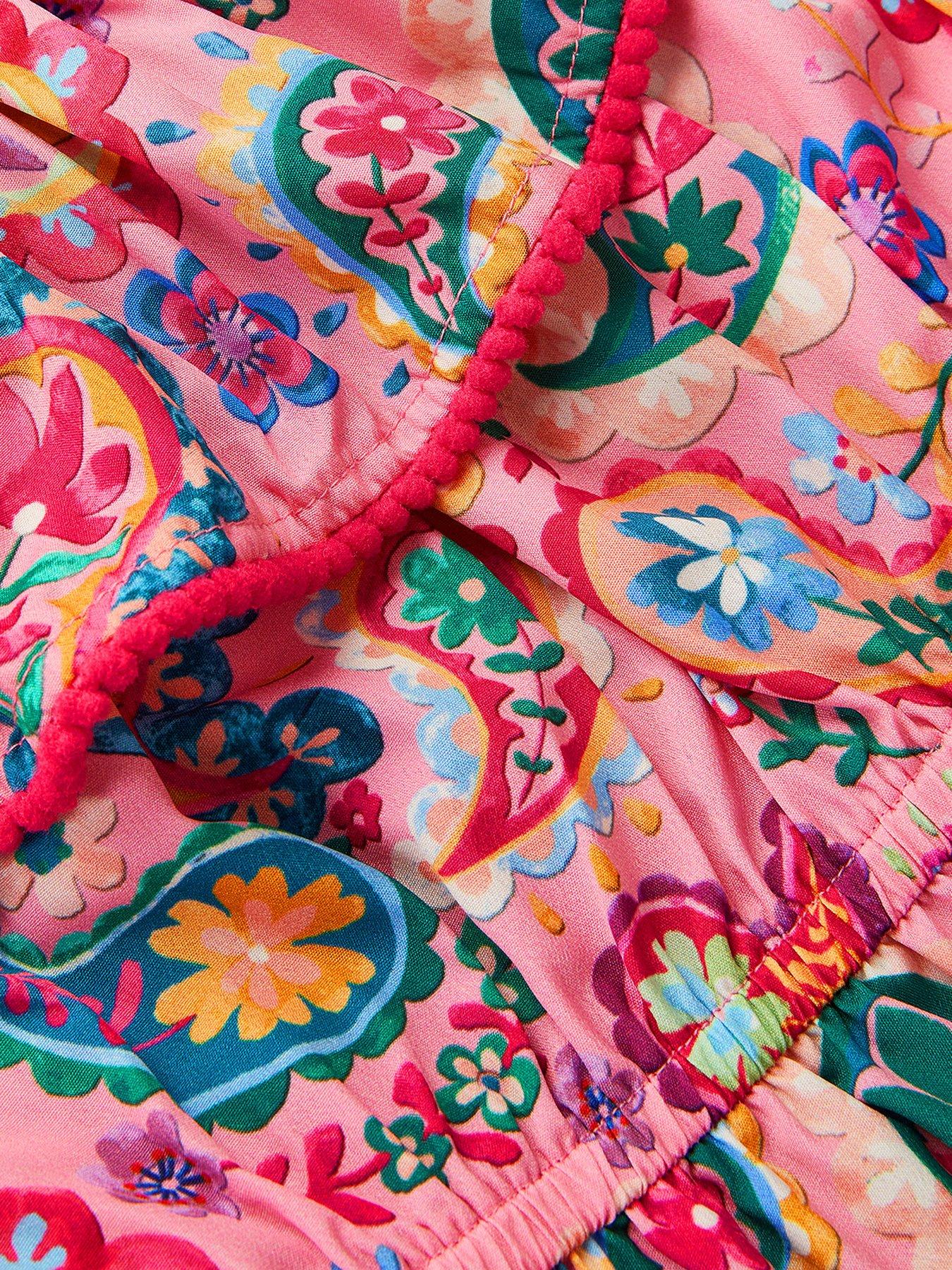 Image 4 of 4 of Monsoon Girls Paisley Hanky Hem Dress - Pink