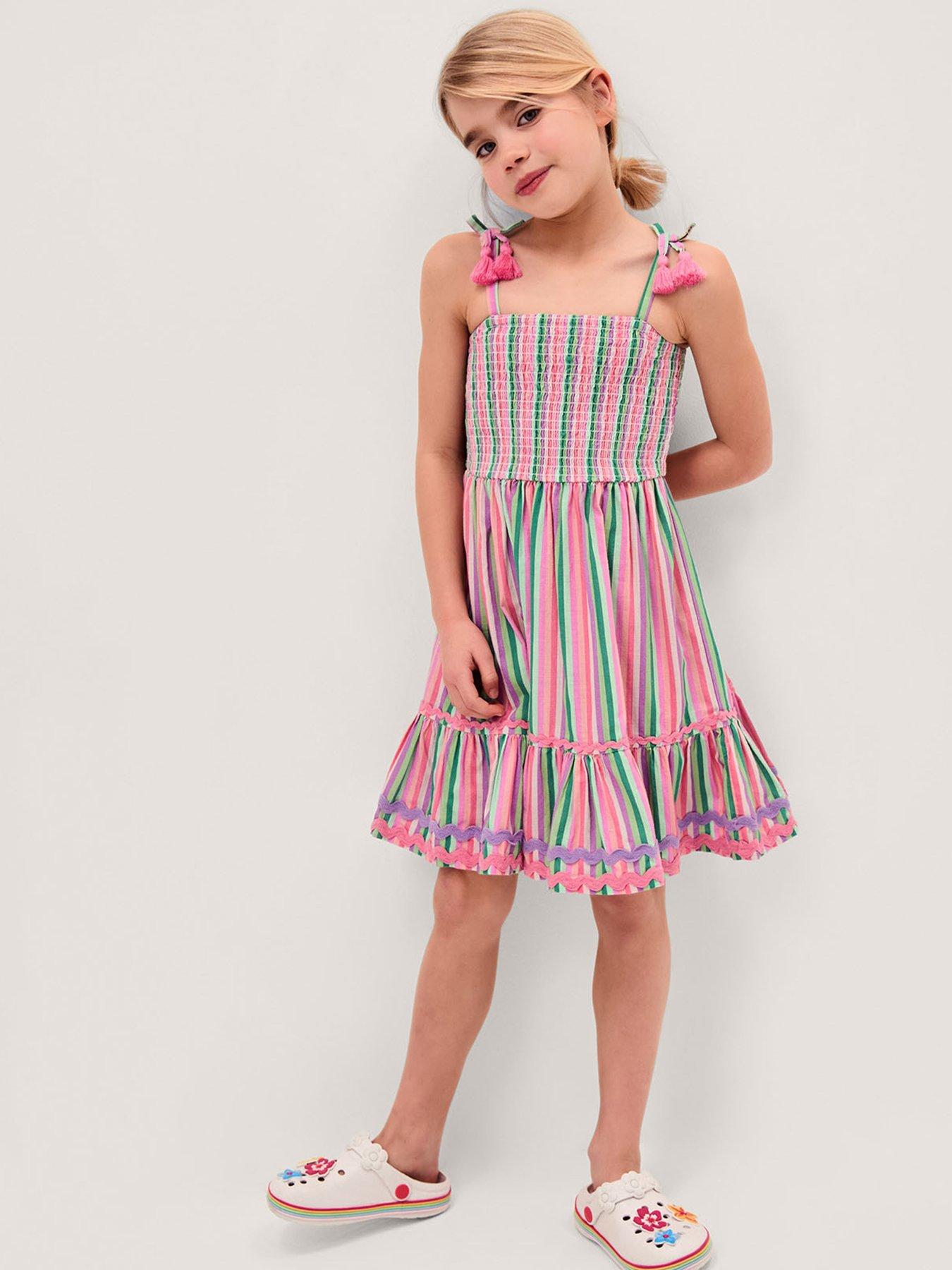 Monsoon Girls Strappy Stripe Midi Dress - Green