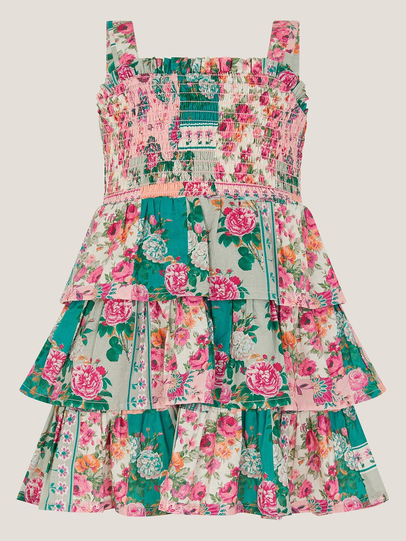 Monsoon Baby Girls Patchwork Dress - Green
