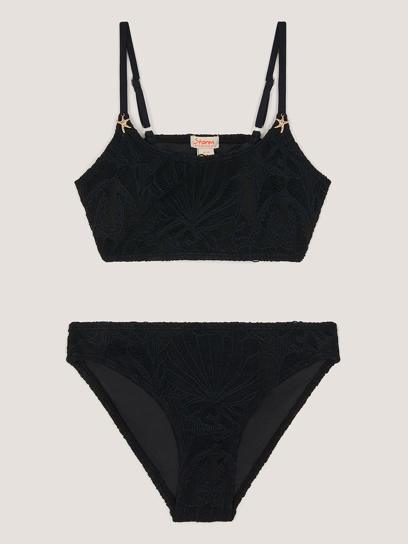 Monsoon Girls Storm Texture Bikini - Black