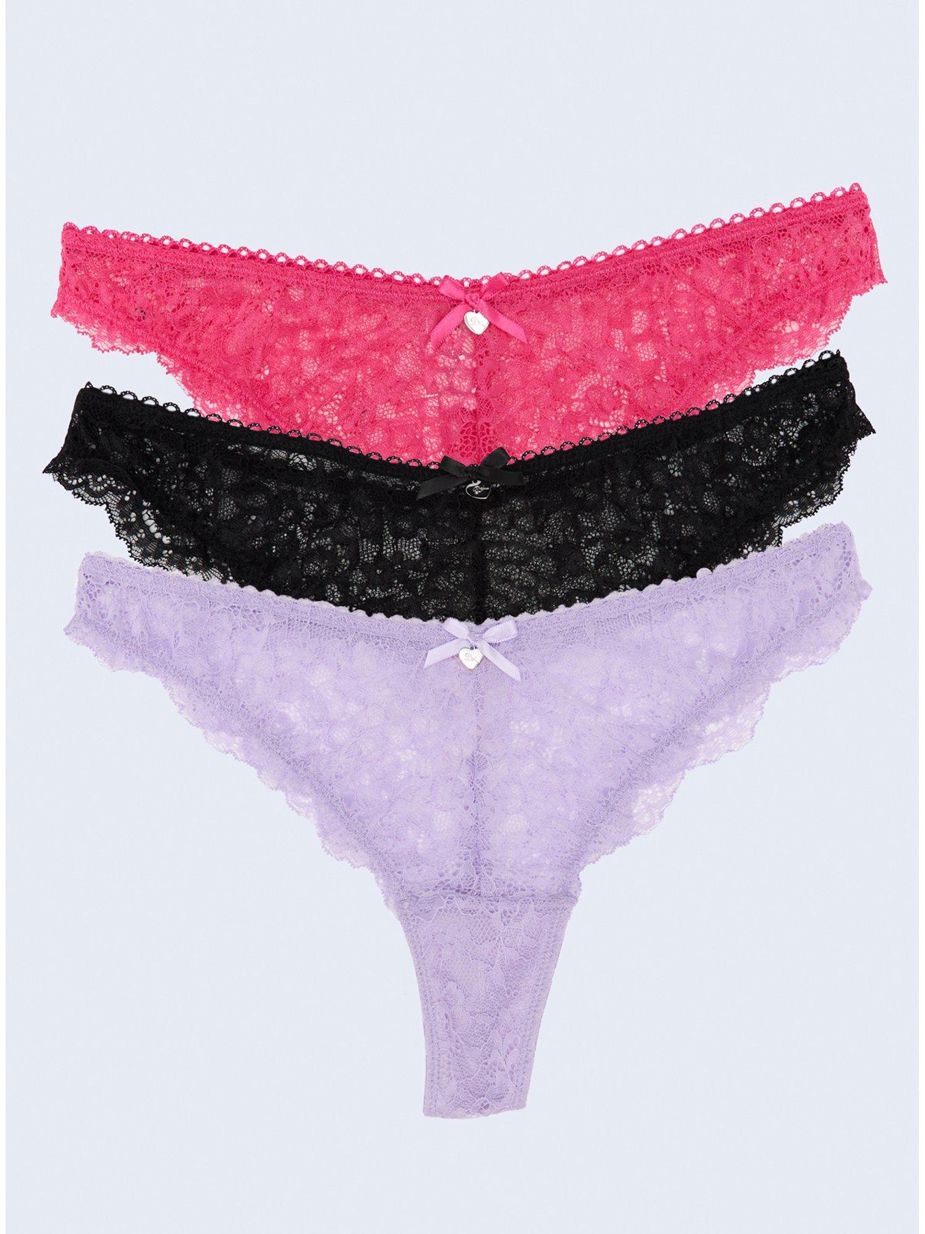 Boux Avenue Boux Avenue Lace Cheeky Brazilian - Black/lavender Blush/lipstick