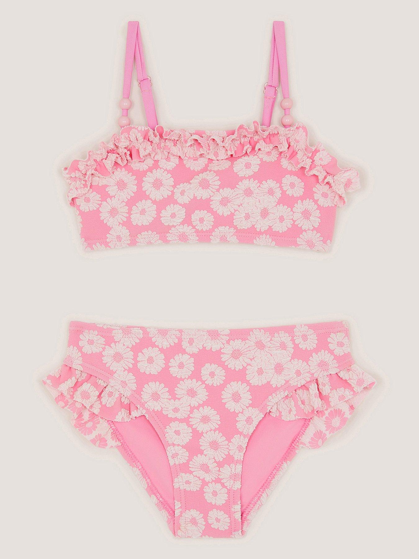 Monsoon Girls Flower Jacquard Bikini - Pink