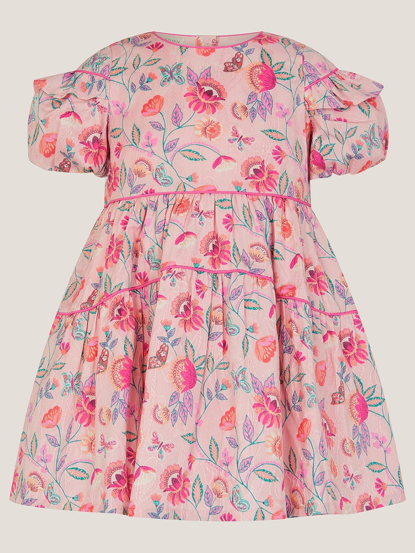 Monsoon Baby Girls Floral Jacquard Dress - Cream
