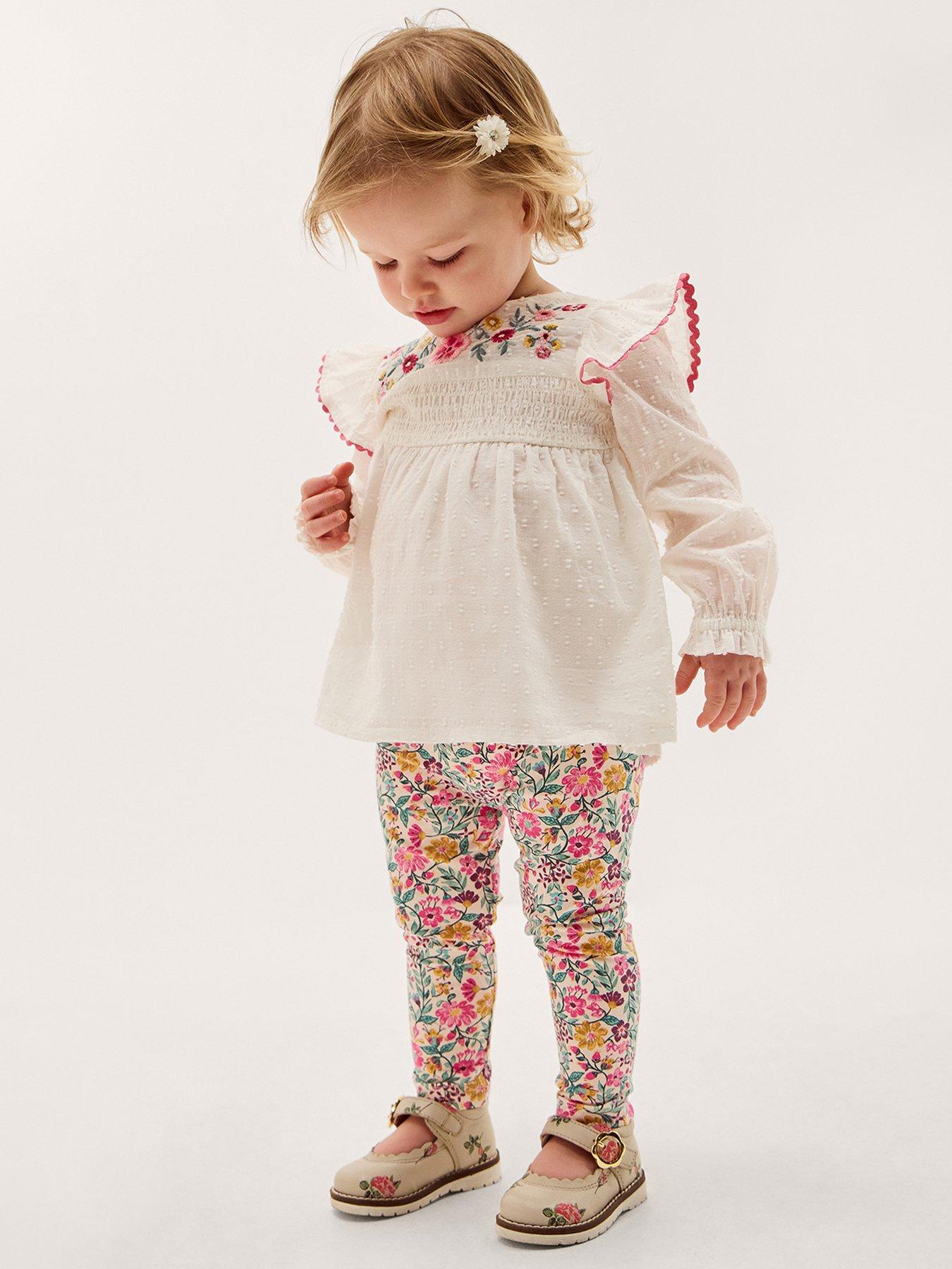 Monsoon Baby Girls Woven Top  &  Leggings Set - Cream