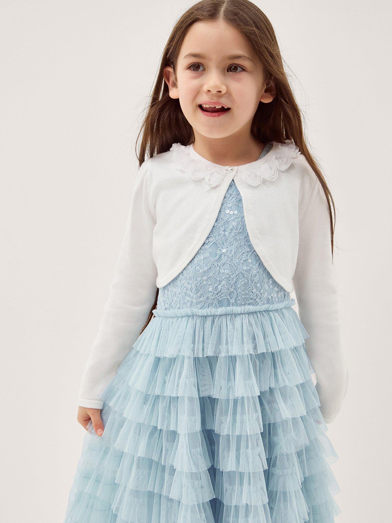 Monsoon Girls Ottilie Pearl Roses Communion Cardigan - White