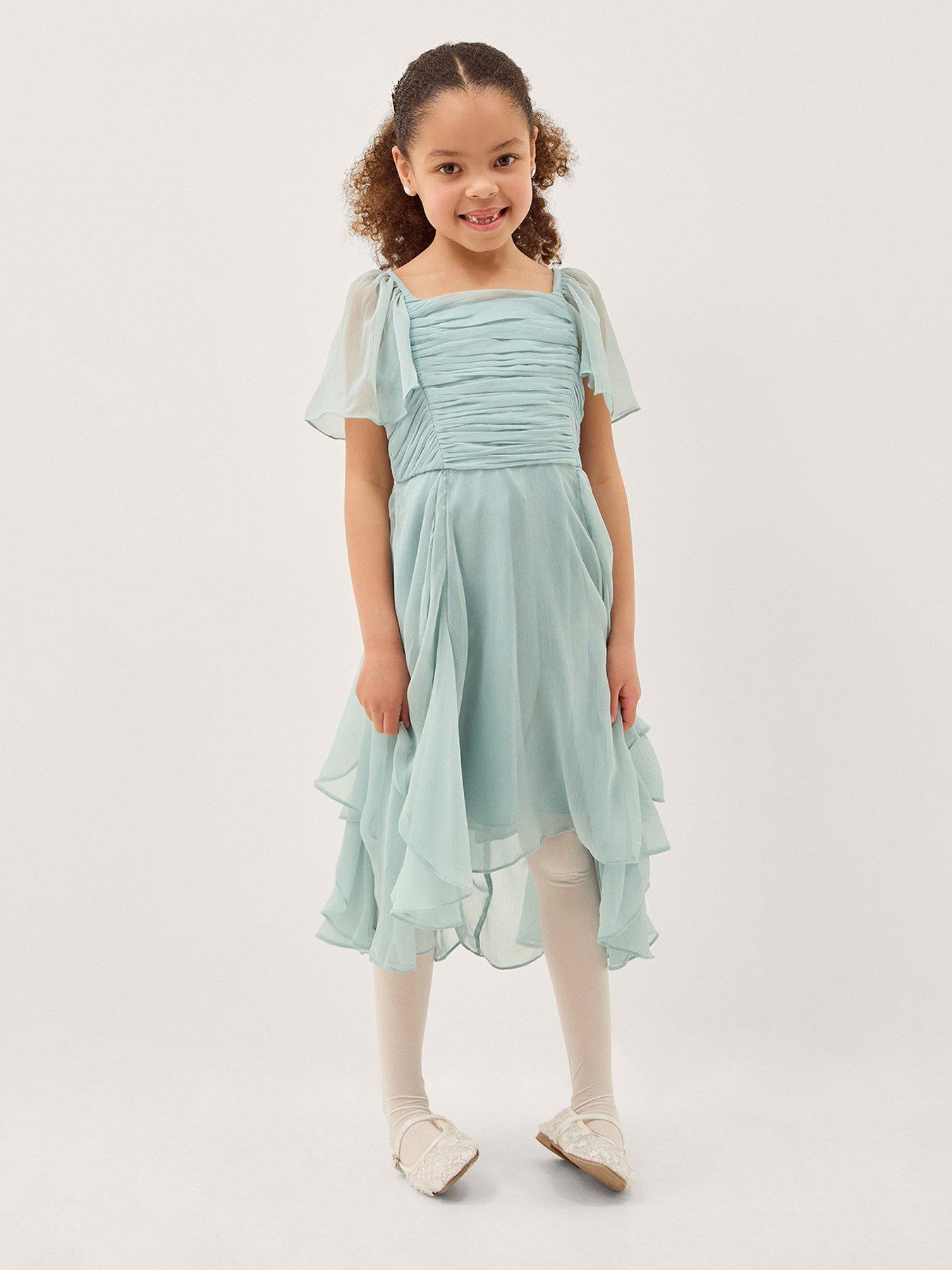 Monsoon Girls Joy Waterfall Maxi Chiffon Dress - Light Green