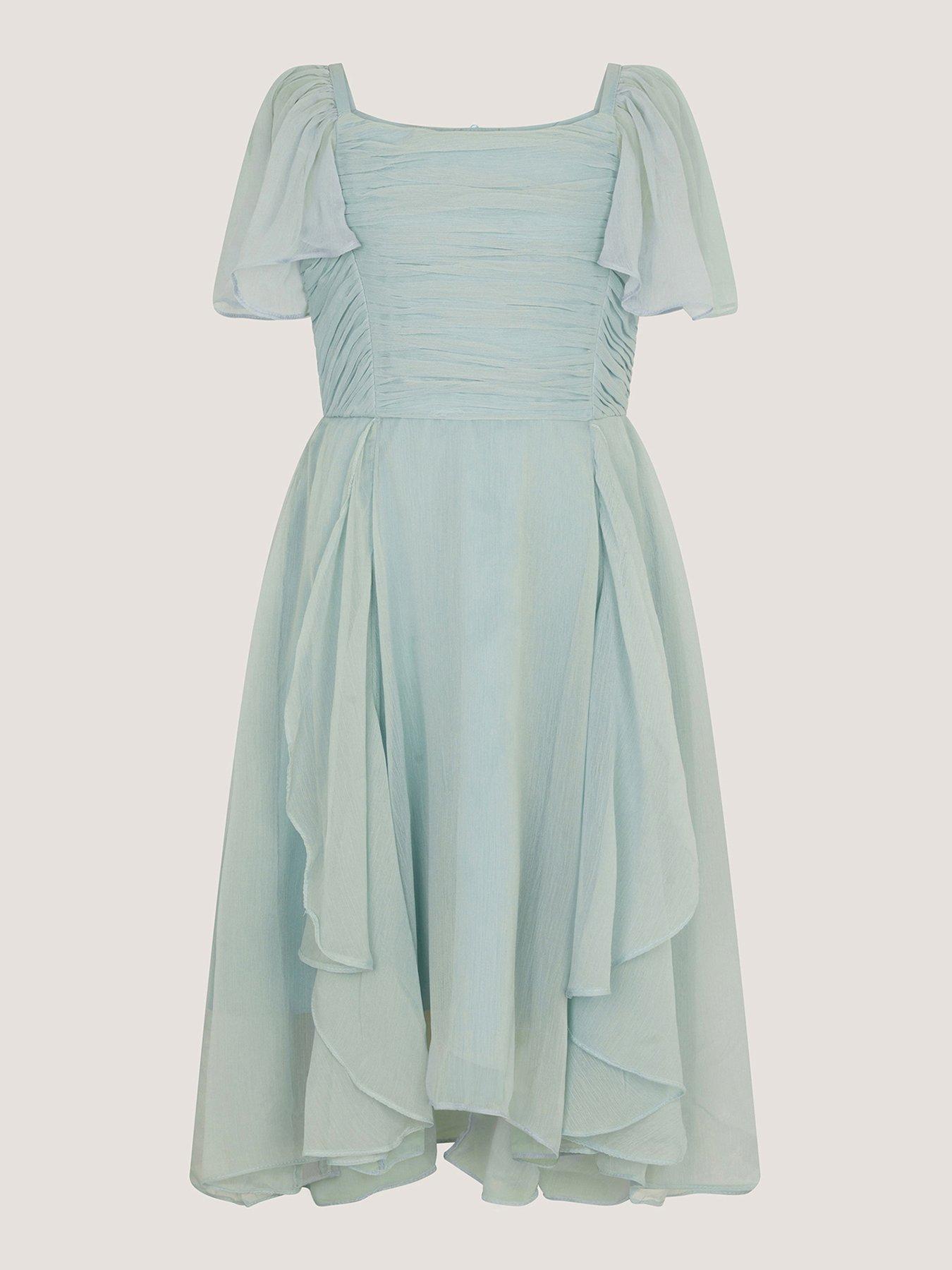 Monsoon Girls Joy Waterfall Maxi Chiffon Dress - Light Green