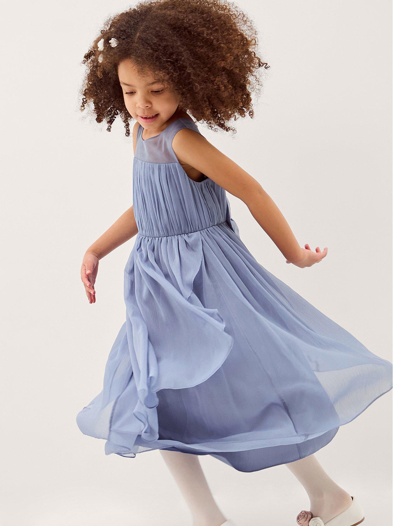 Monsoon Girls Imogen Wrap Chiffon Maxi Dress - Light Blue