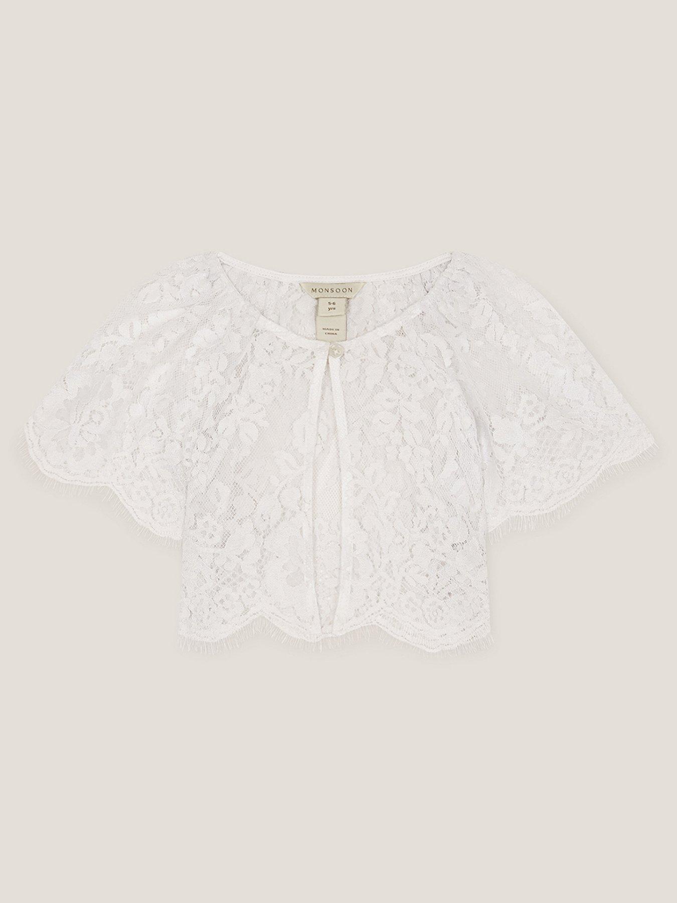 Monsoon Girls Lola Lace Short Sleeve Cover Up - White