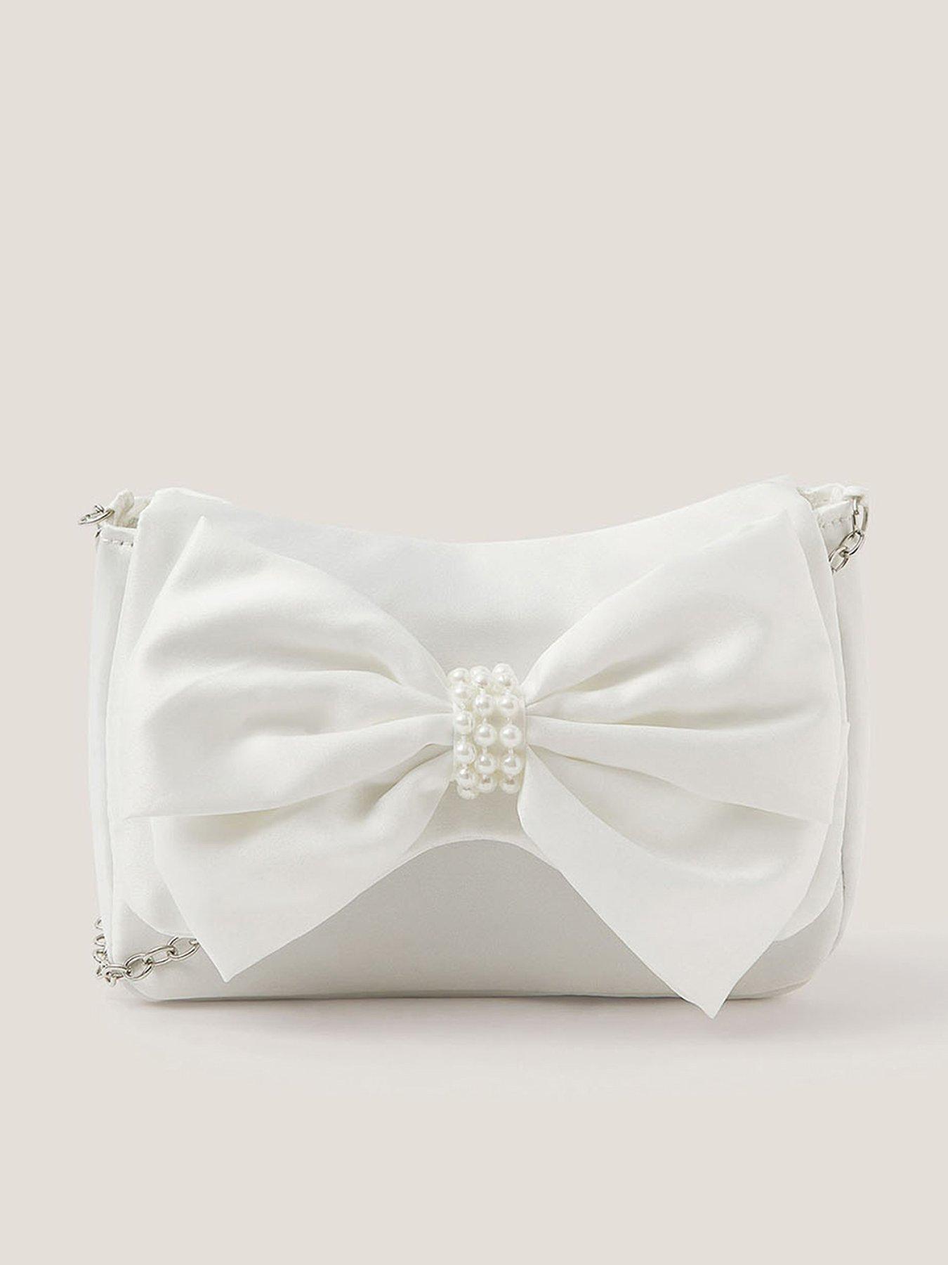 Monsoon Girls Double Pearly Bow Bag - Cream