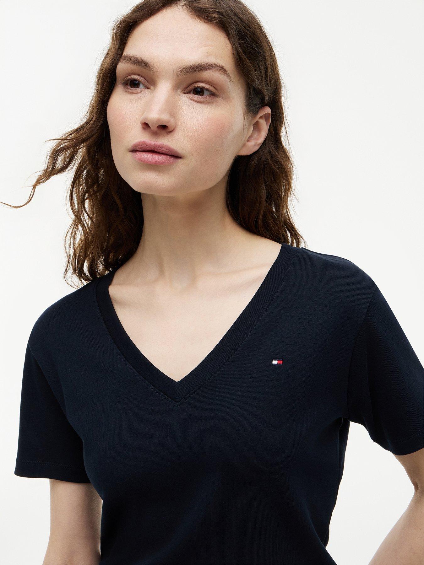Image 4 of 4 of Tommy Hilfiger New Slim Cody V-Neck Short Sleeve - White