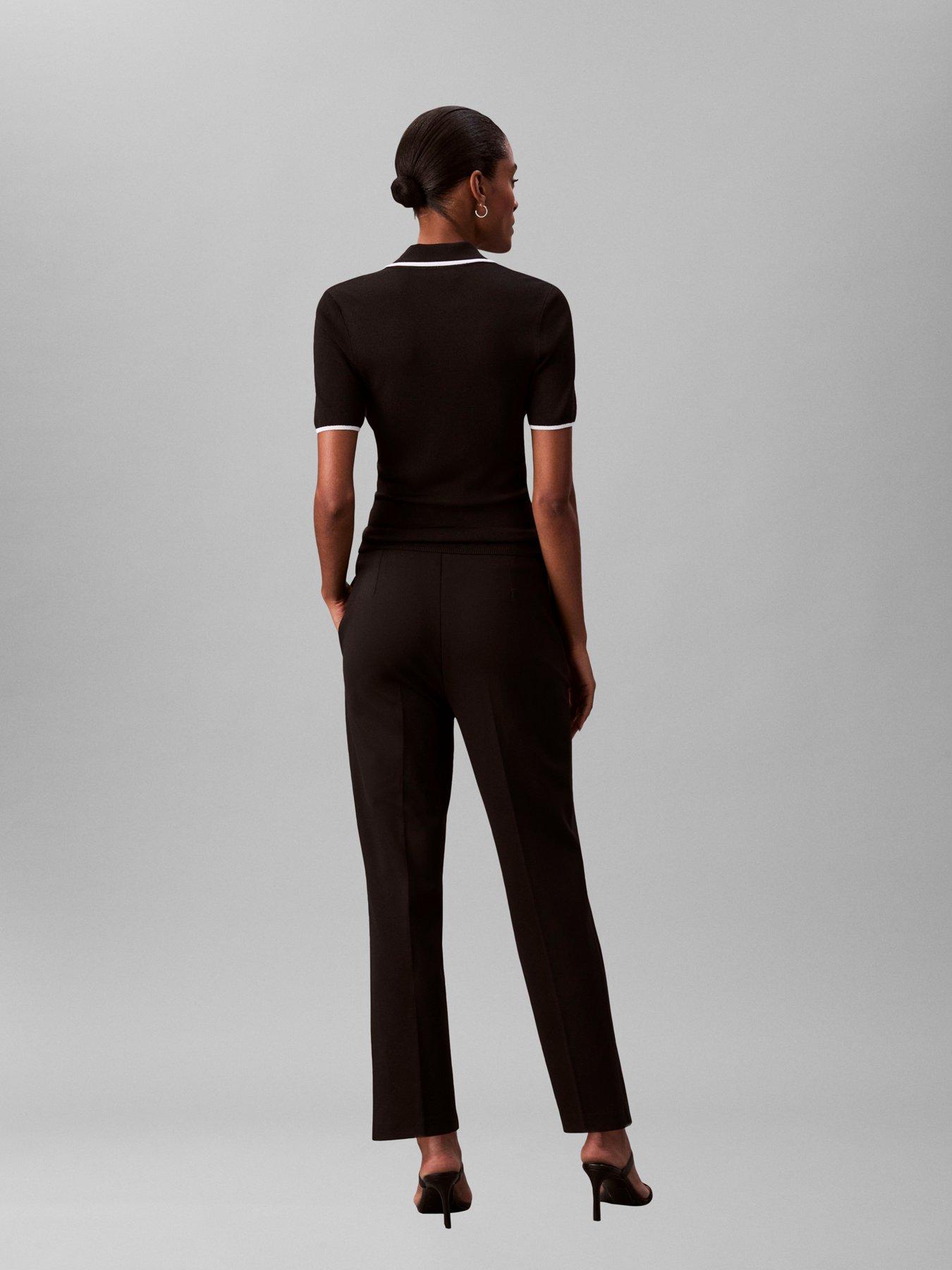 Image 2 of 3 of Calvin Klein Ponte Dart Front Trousers - Black