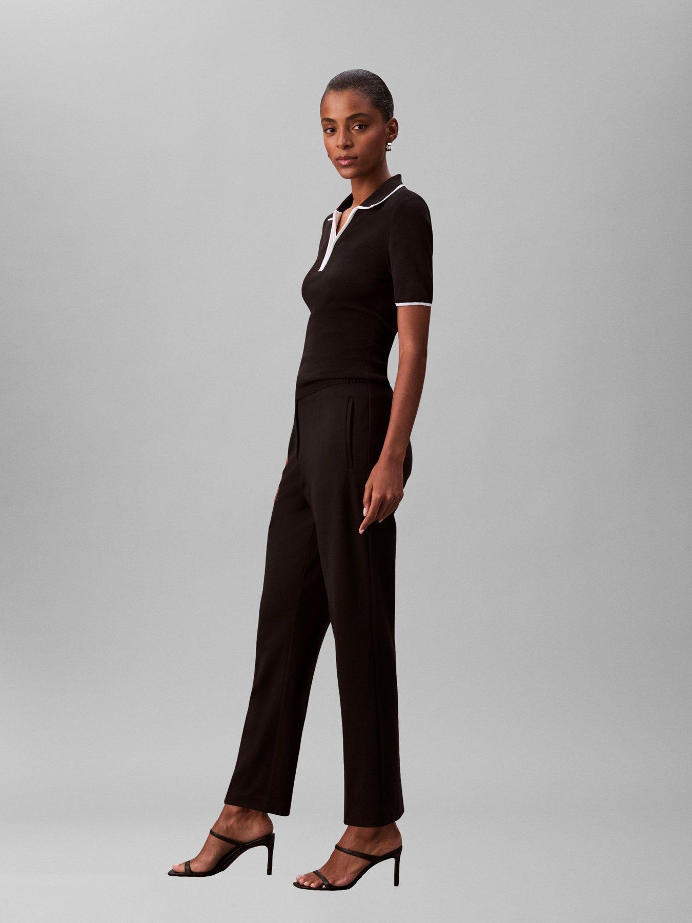 Image 3 of 3 of Calvin Klein Ponte Dart Front Trousers - Black