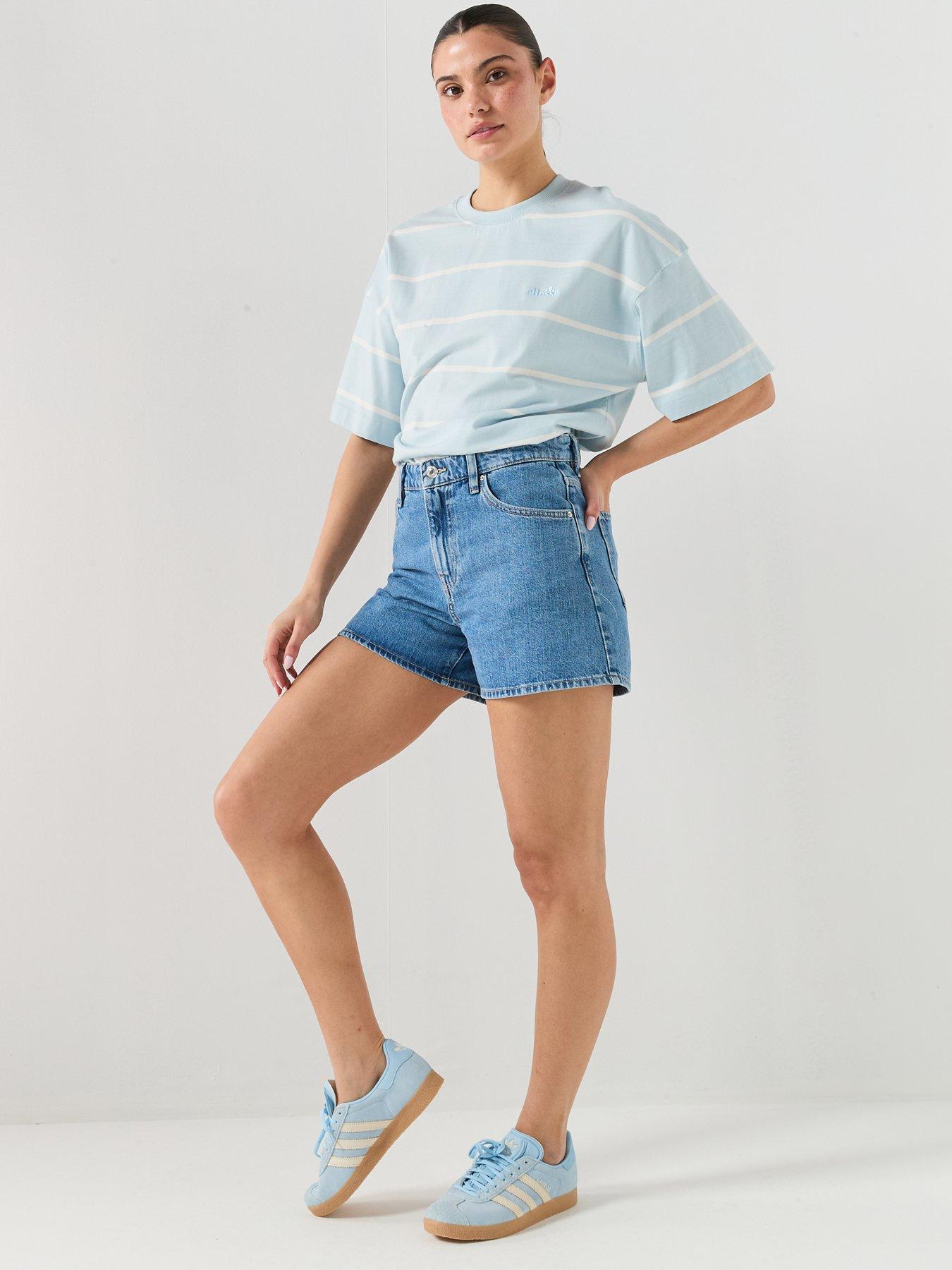 Image 3 of 5 of Ellesse Womens Stripe T-Shirt - Light Blue/Off White