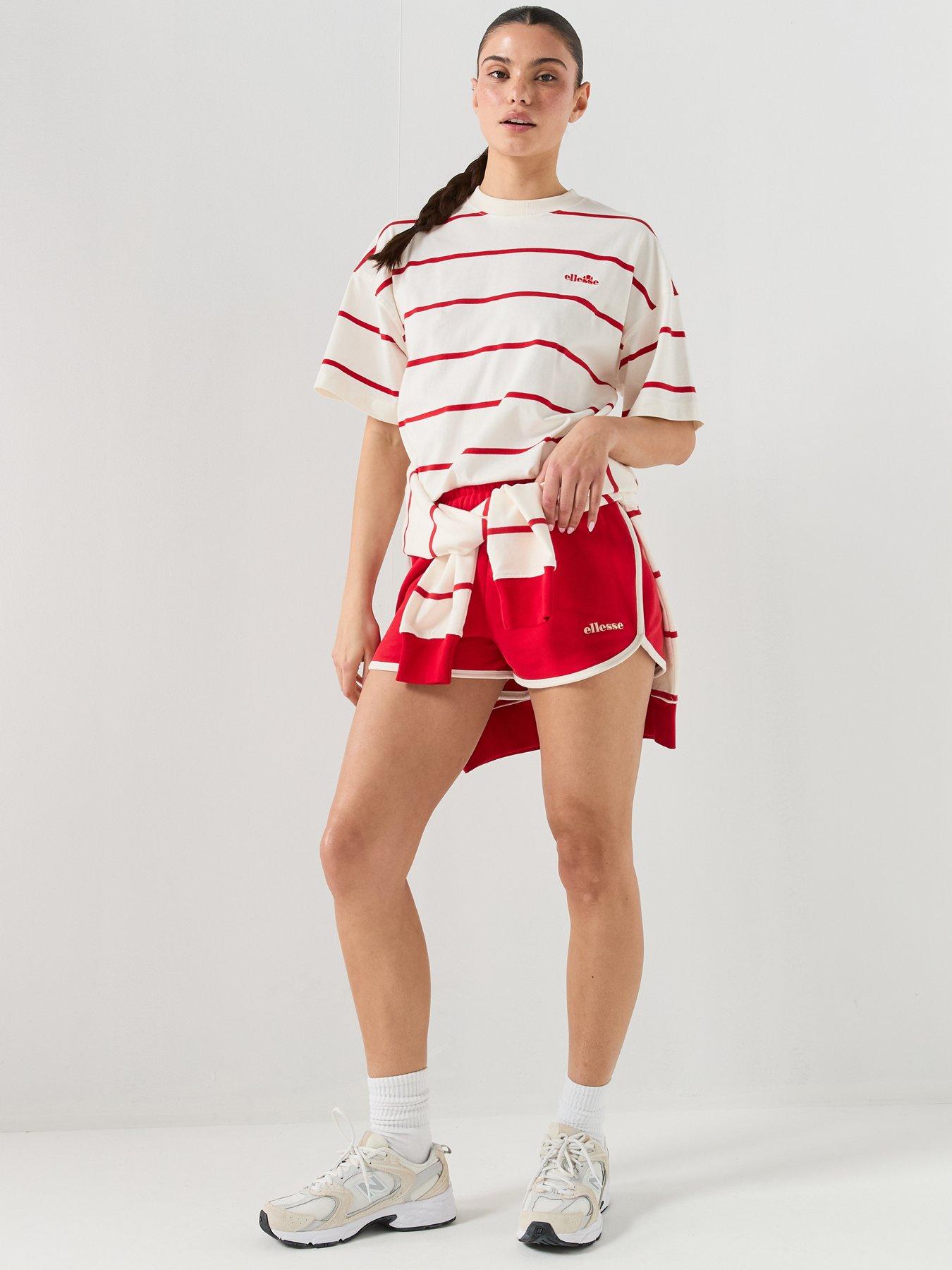 Image 3 of 6 of Ellesse Womens Stripe T-Shirt - Off White/Red