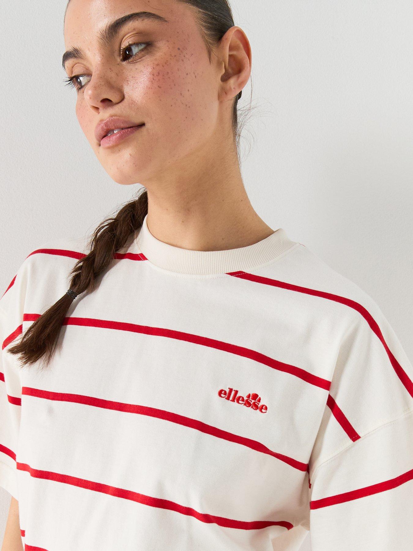 Image 4 of 6 of Ellesse Womens Stripe T-Shirt - Off White/Red