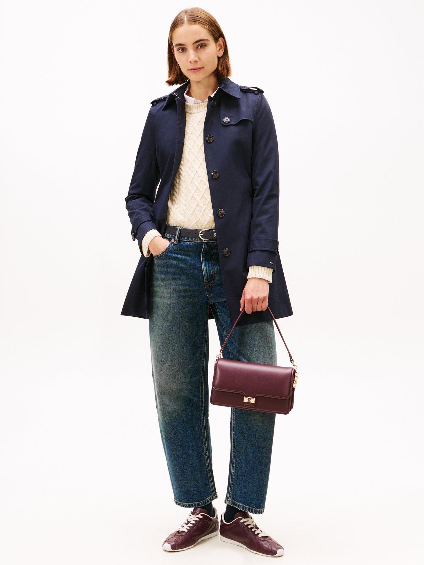 Tommy Hilfiger Single Breasted Trench Coat, Blue, Size L, Women