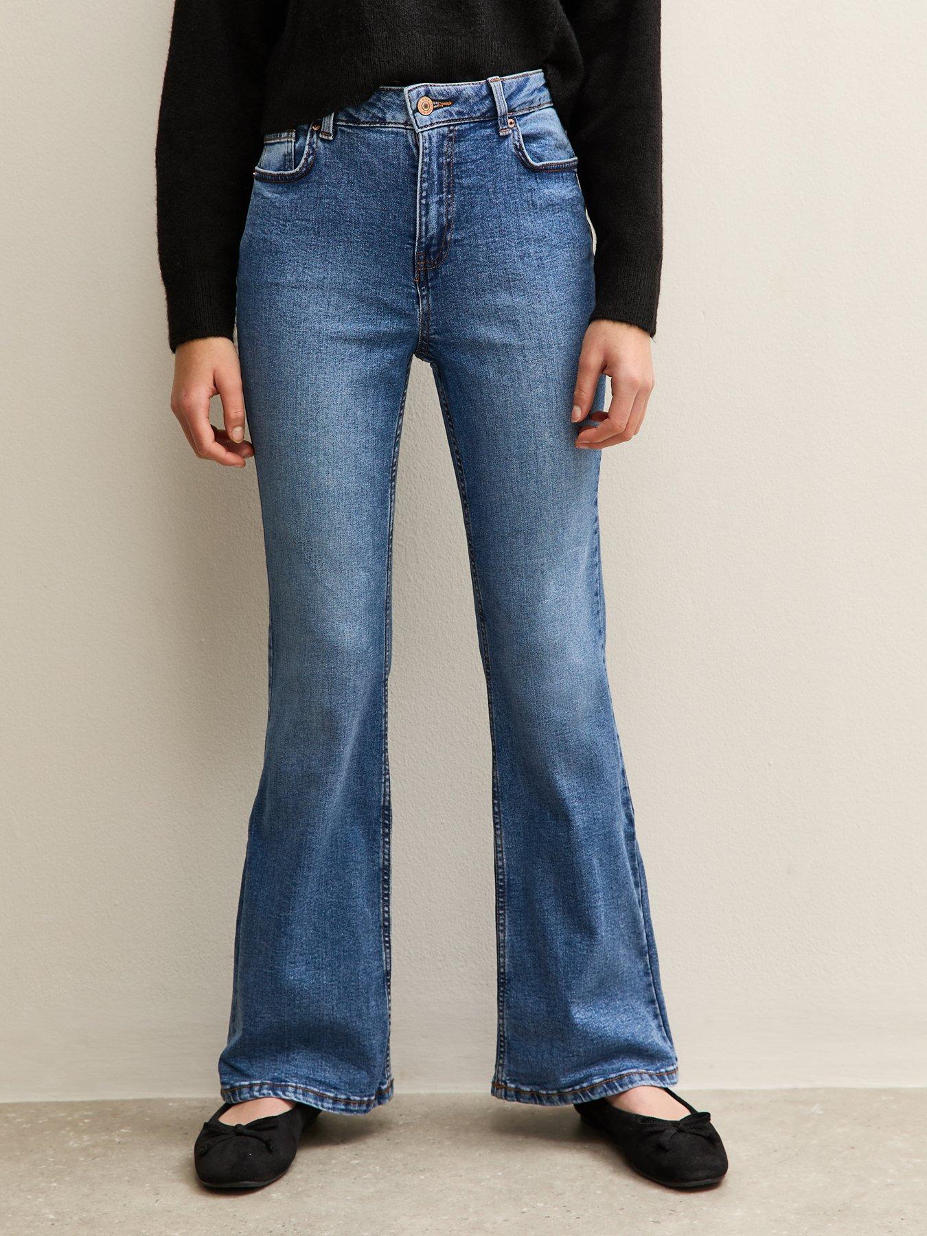 New Look 915 Girls Washed Flared Jeans - Blue