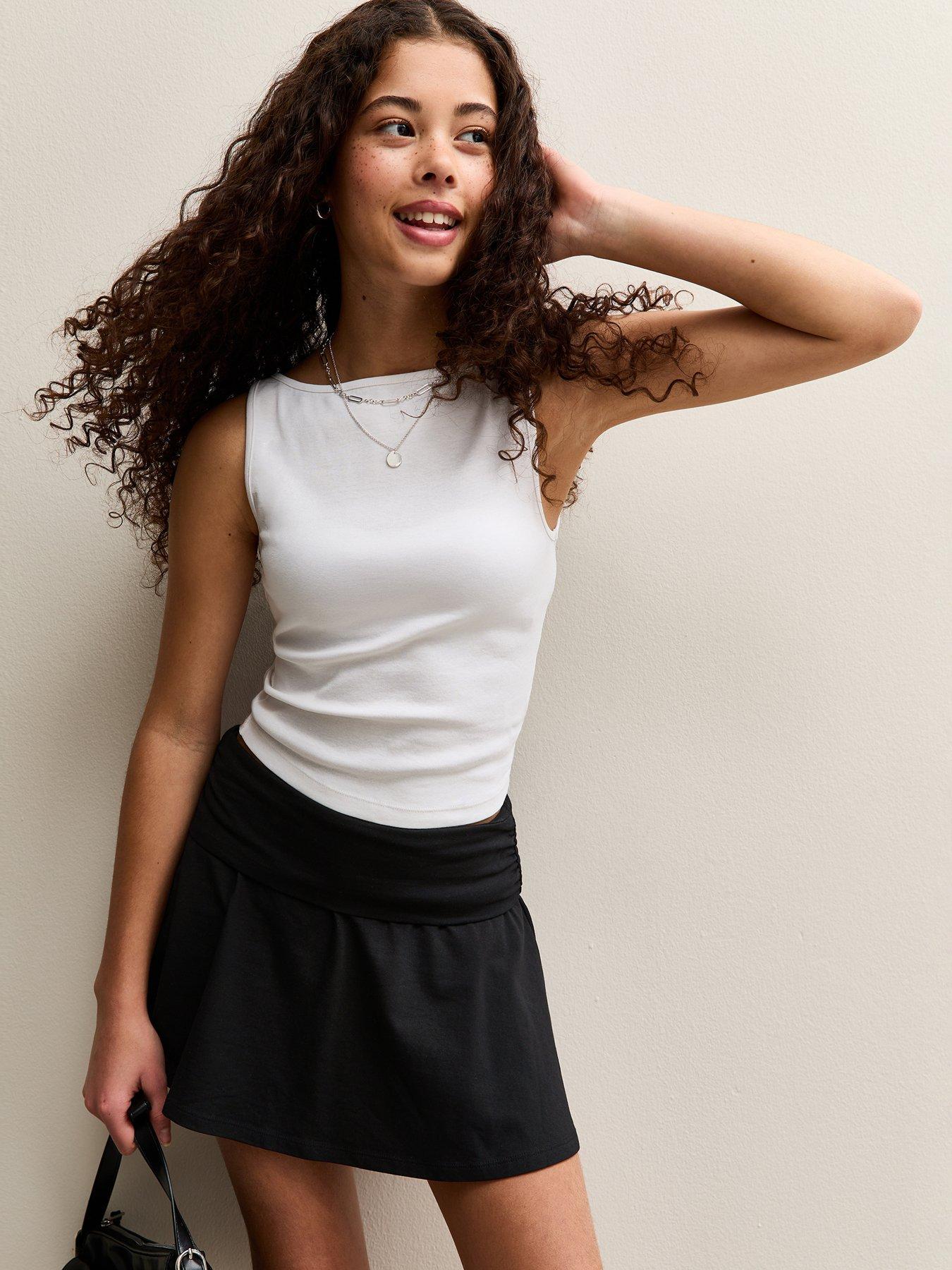 Image 1 of 5 of New Look 915 Girls Ruched Fold Over Skort - Black