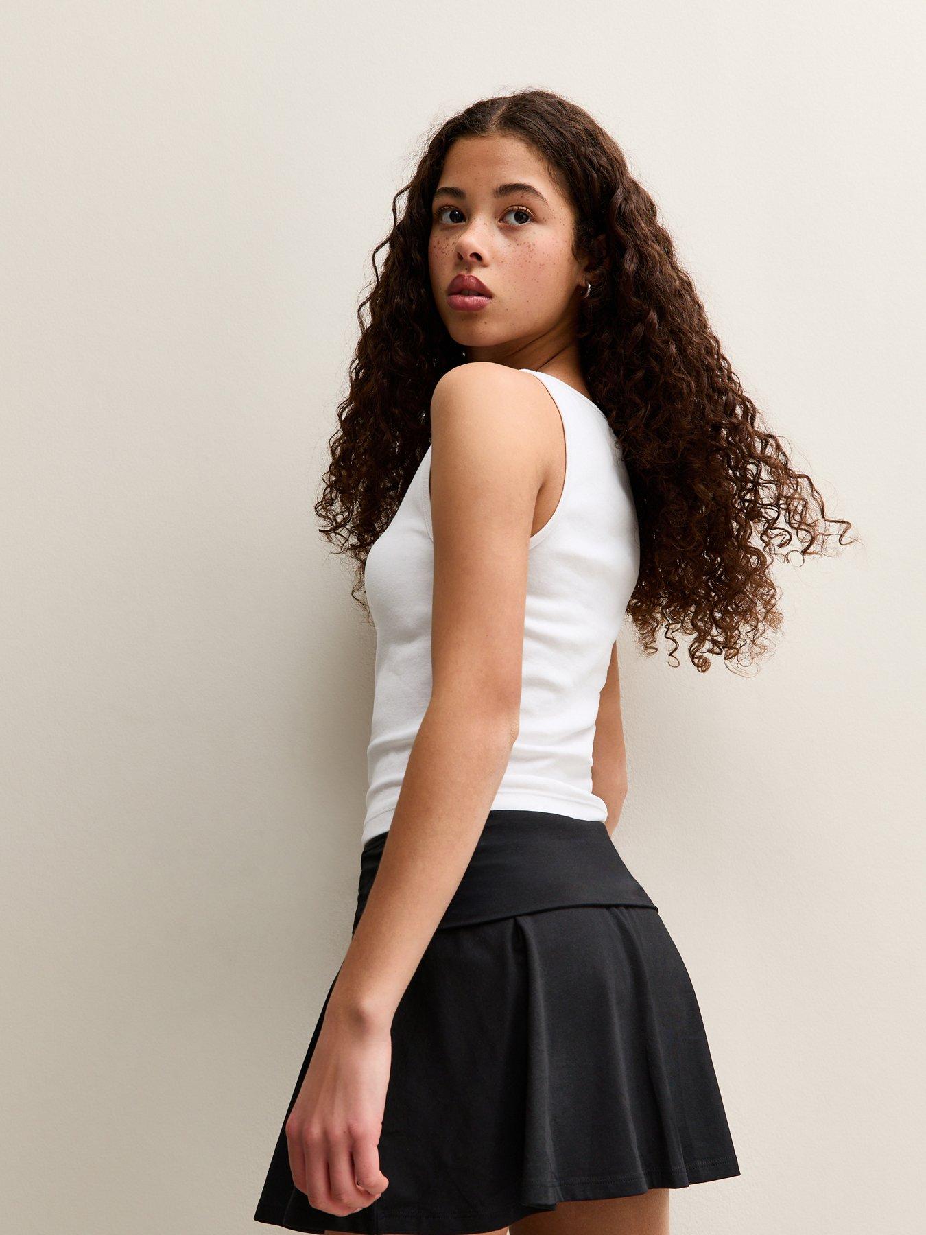 Image 2 of 5 of New Look 915 Girls Ruched Fold Over Skort - Black